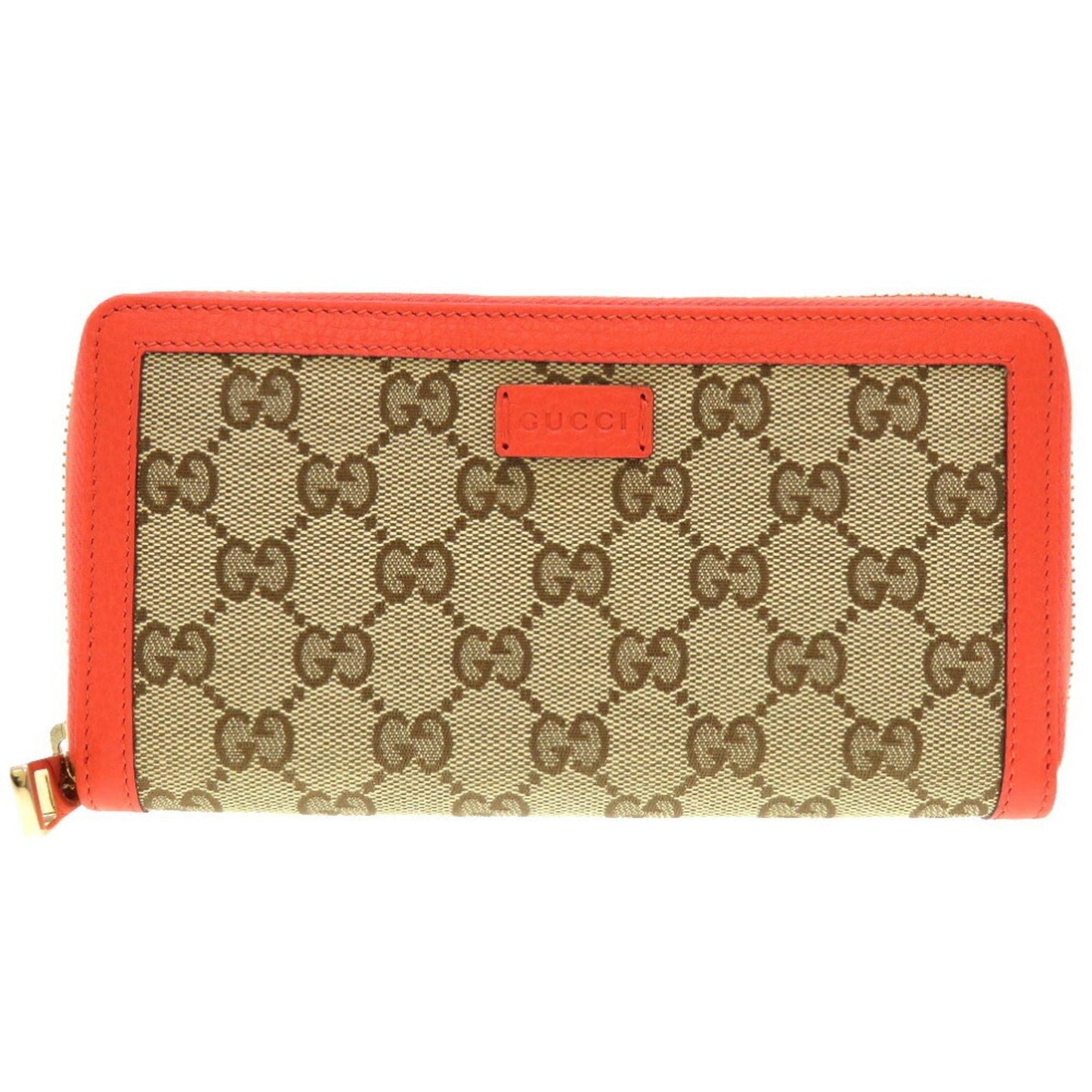 Gucci GG Canvas Beige Orange 388637 Round Long Wallet