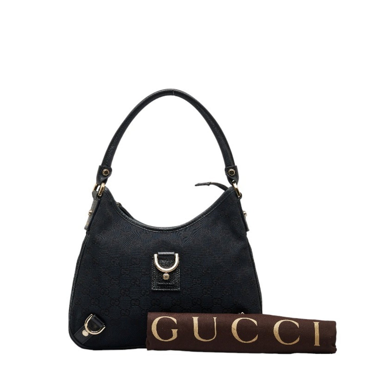 GUCCI GG Canvas Abbey 130738 Black Leather Women's