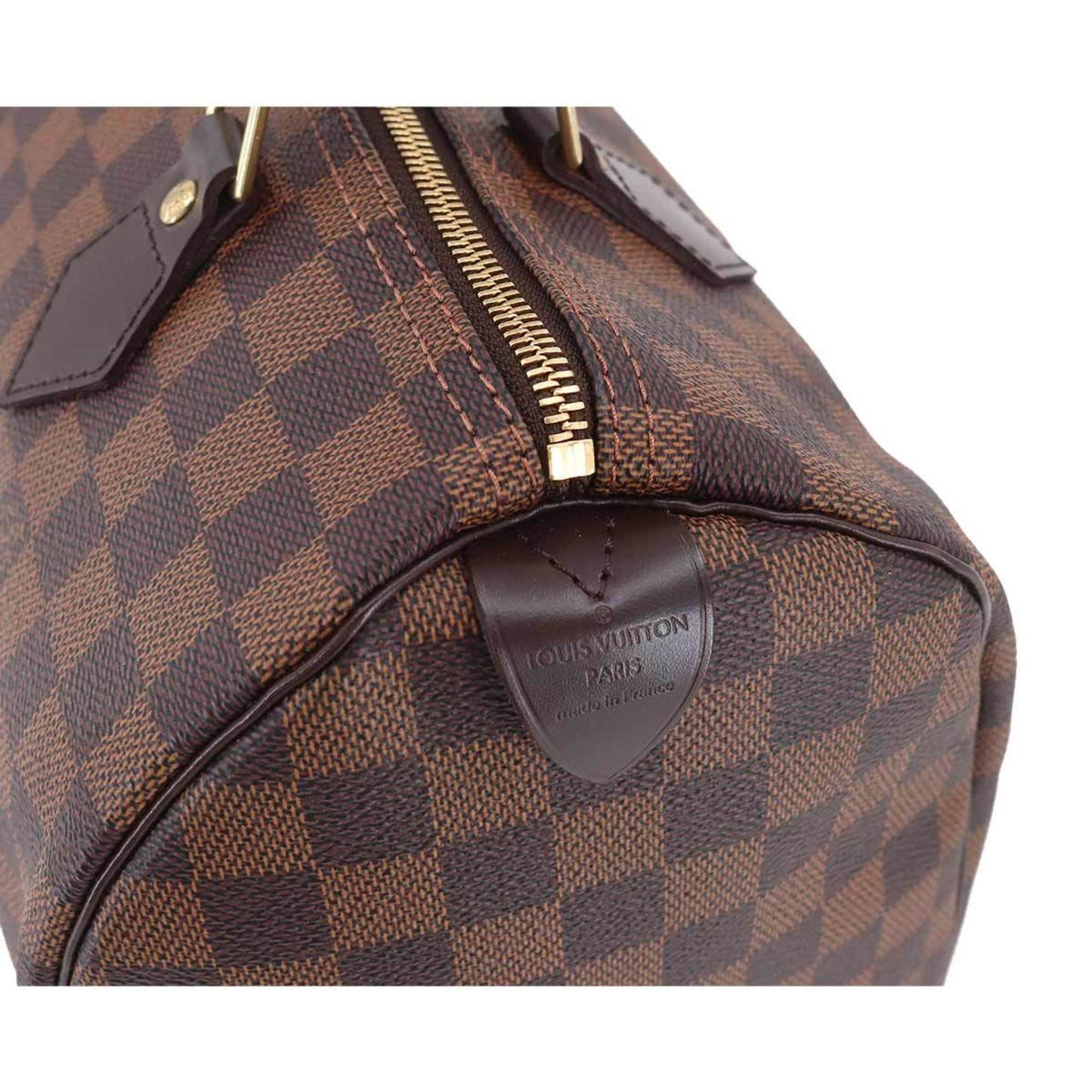 LOUIS VUITTON Damier Speedy 30 Hand Bag Ebene N41531 Brown Gold Hardware