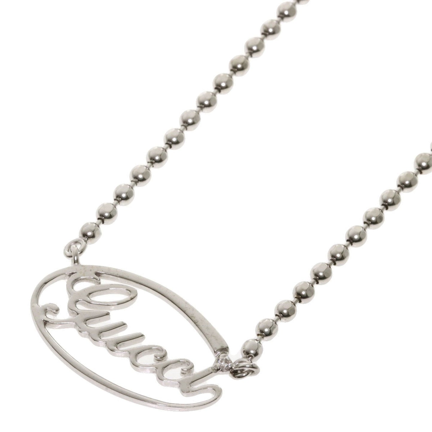 Gucci Logo Necklace K18 White Gold Unisex