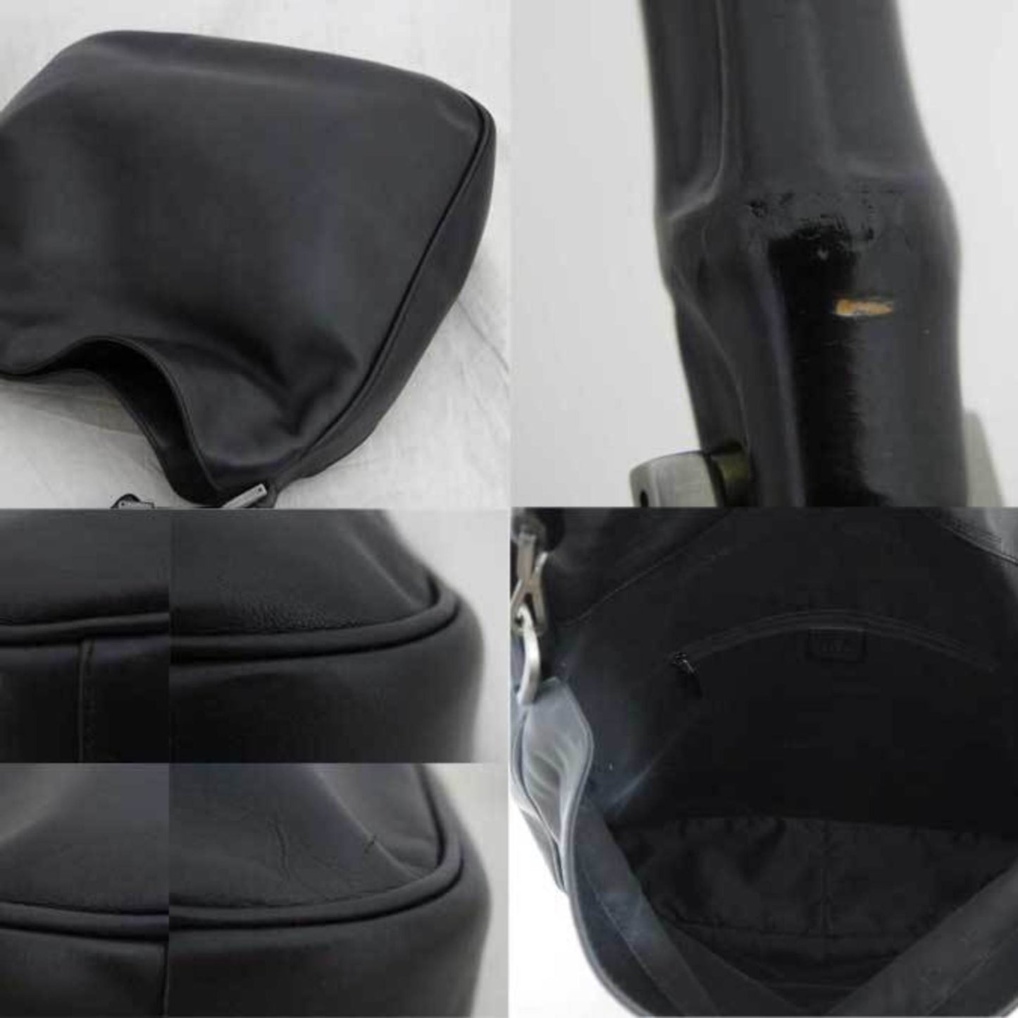 Gucci Shoulder Bag Bamboo Black Leather Ladies
