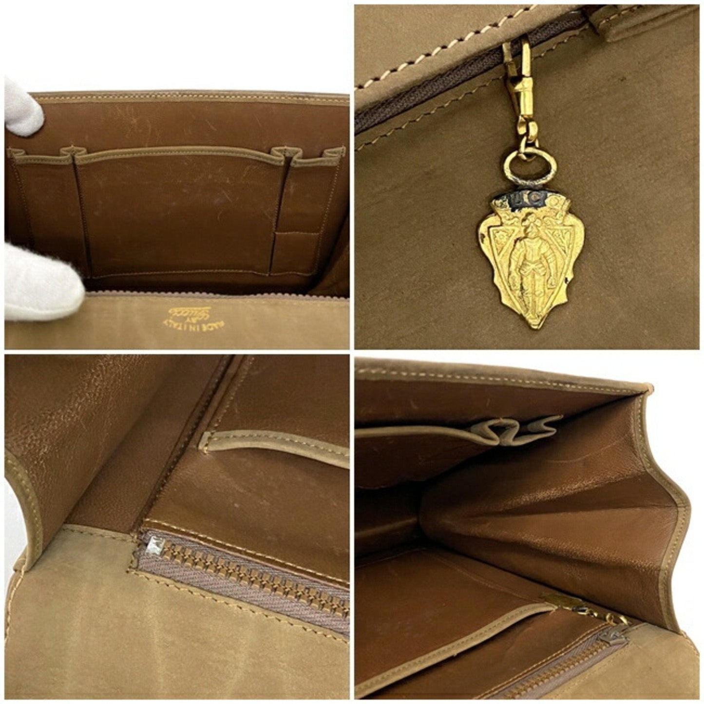 Gucci Handbag Beige Gold Histeria Suede GUCCI Flap Mini Bag Ladies