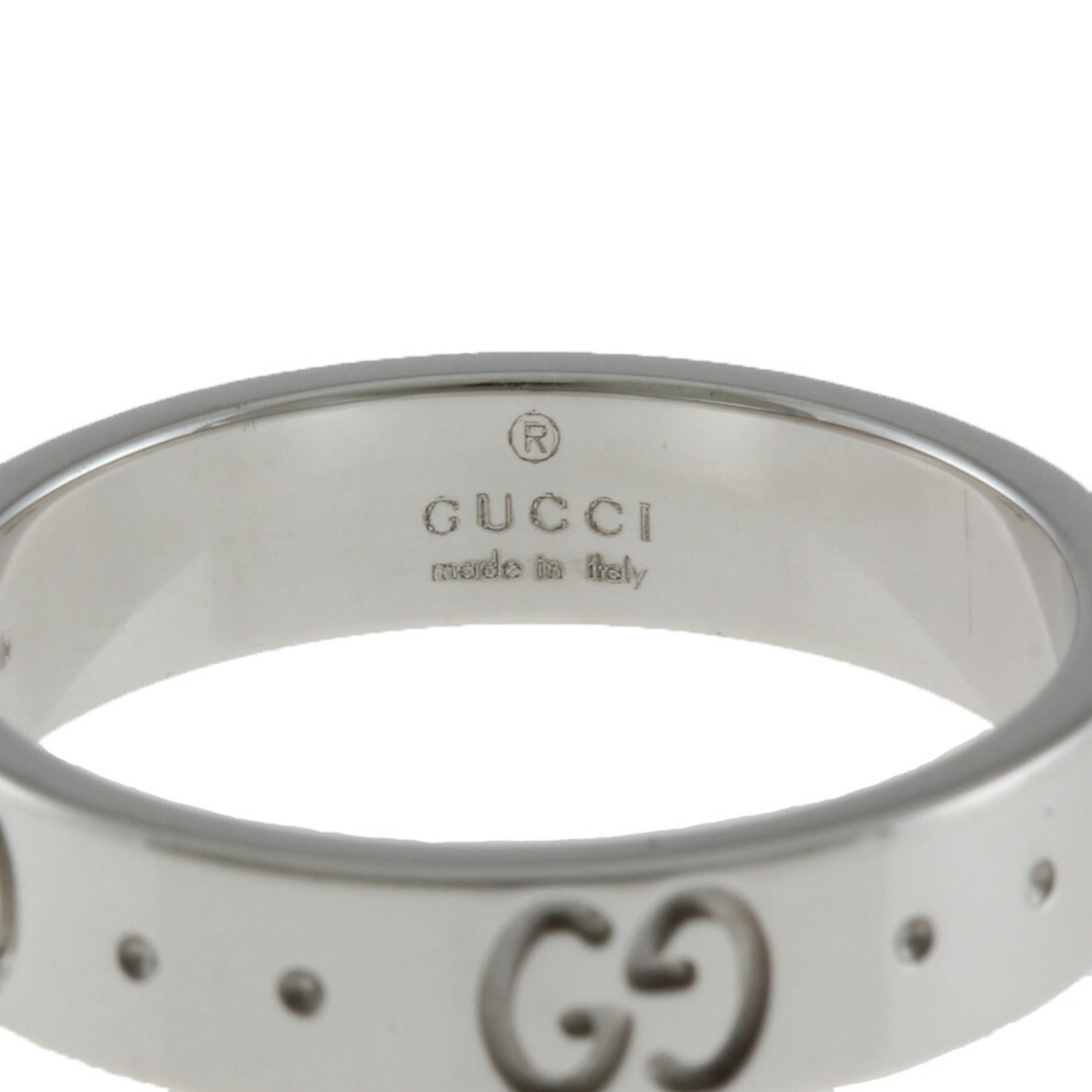 Gucci Icon Ring No. 9.5 18K K18 White Gold Women's