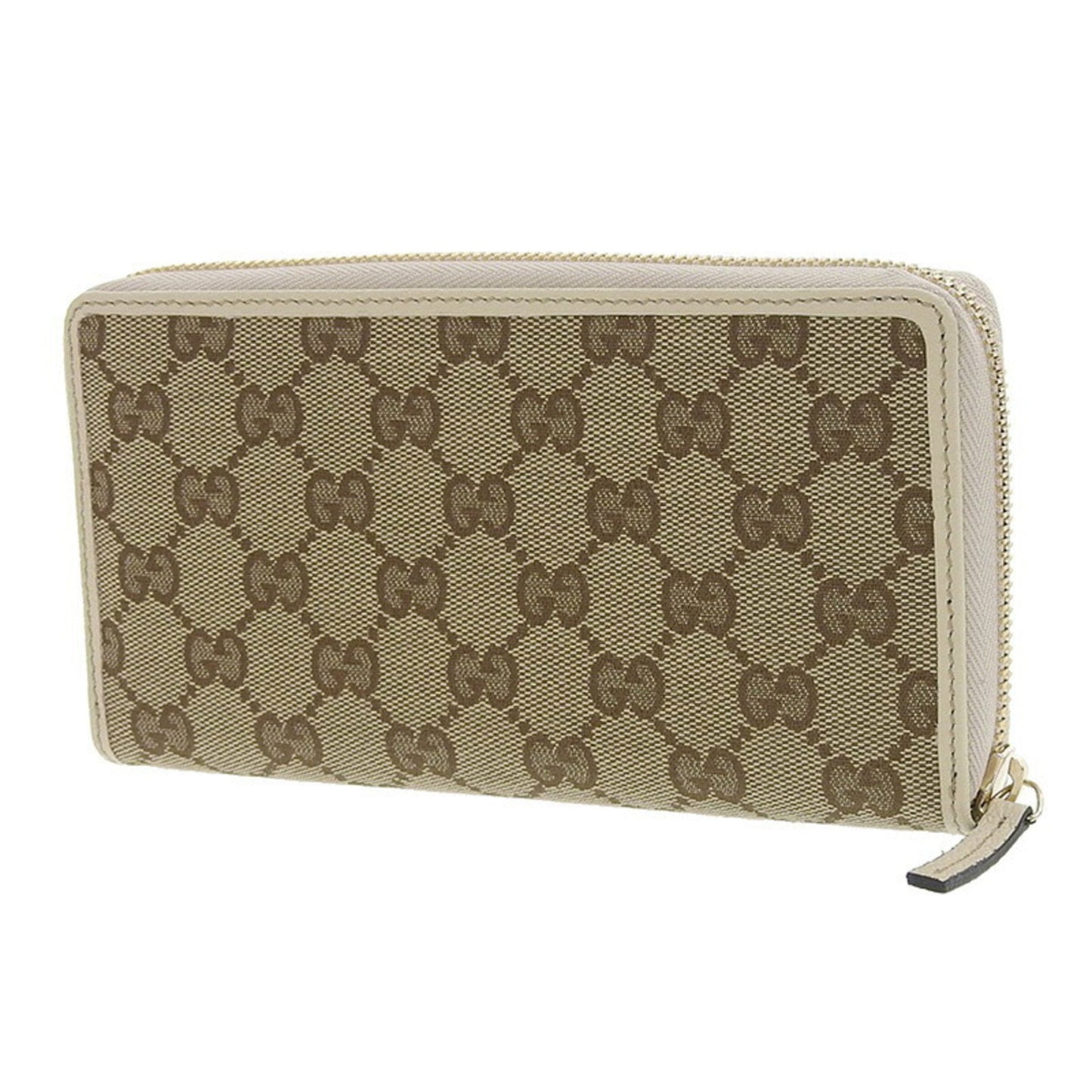 Gucci Wallet Women's Long GG Canvas 307980 Brown Ivory Round