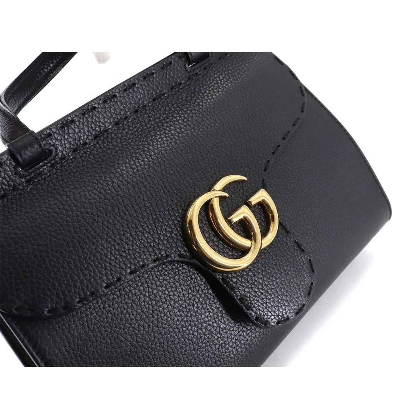 Gucci GG Marmont 2way hand shoulder bag leather black 442622 Bag