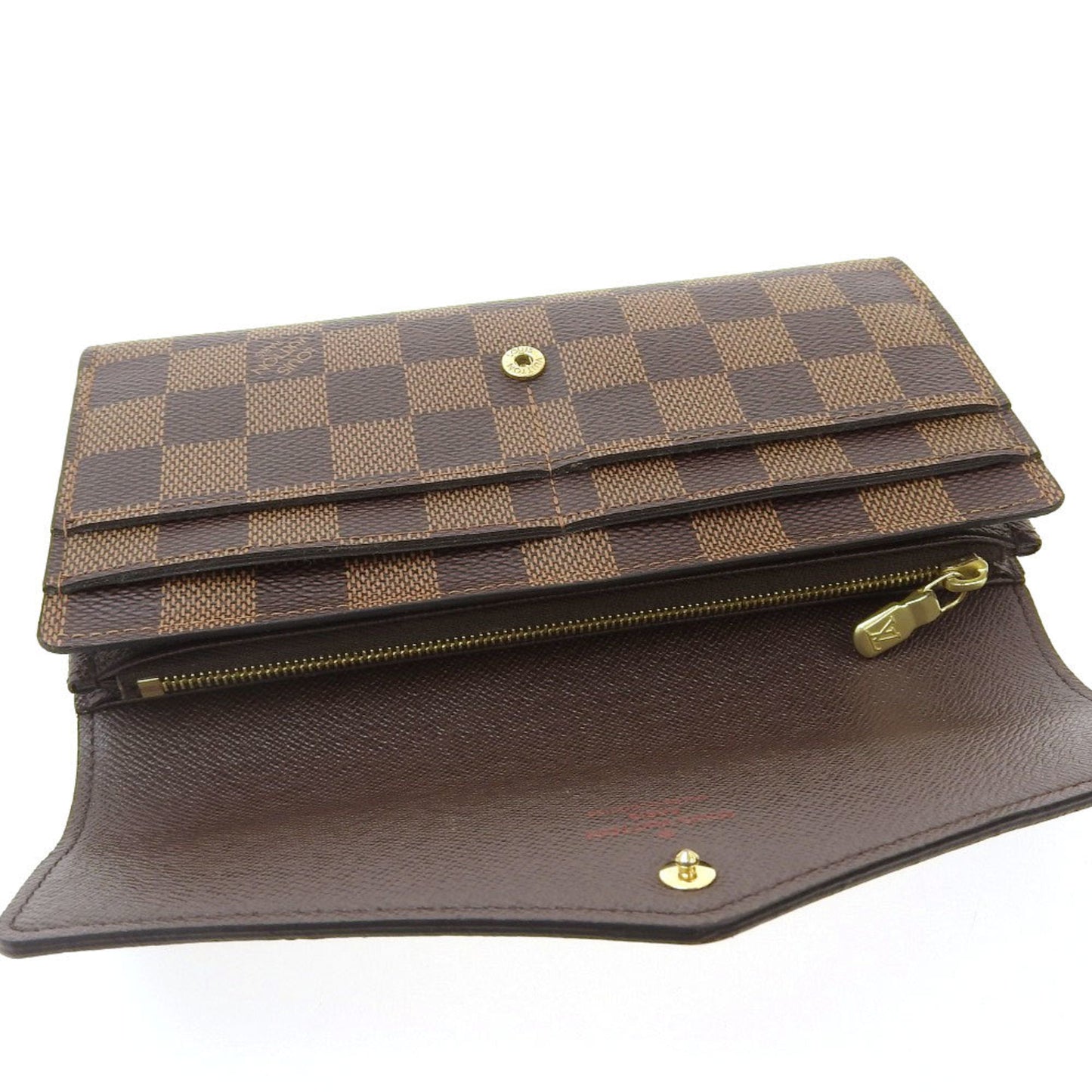 Louis Vuitton Damier Portefeuille Sarah long wallet with hook Ebene N63209