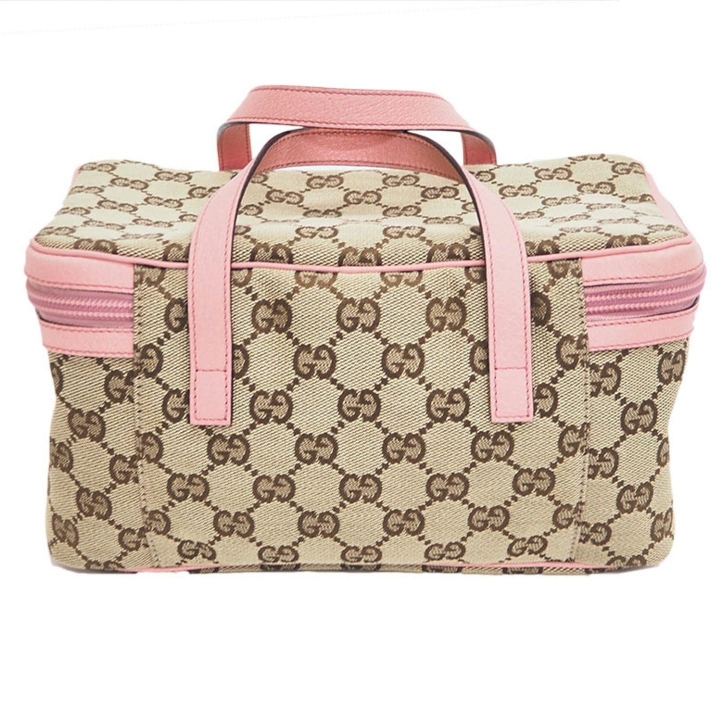 Gucci GG Canvas Vanity Bag Beige x Pink 124540 Ladies Handbag