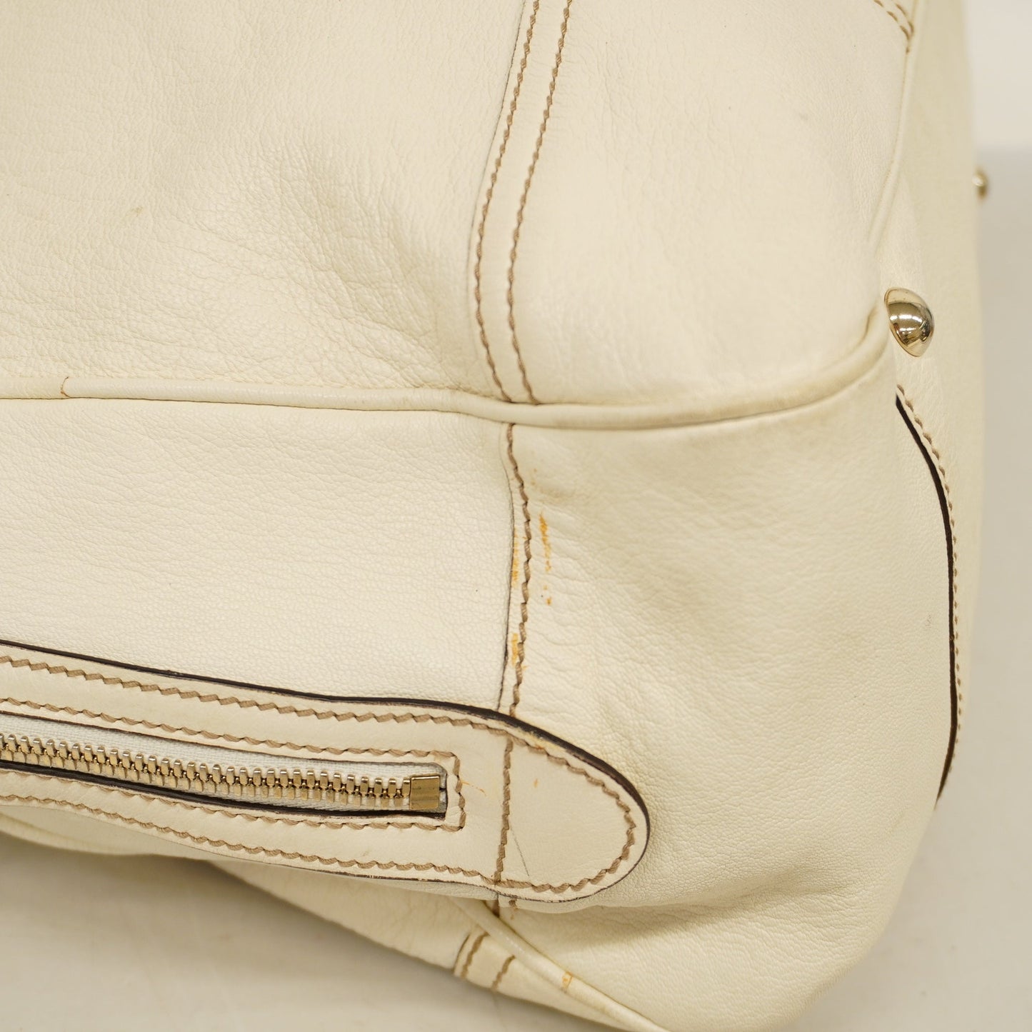 GUCCI  Sherry Princey 163805 Women's Leather Tote Bag Ivory