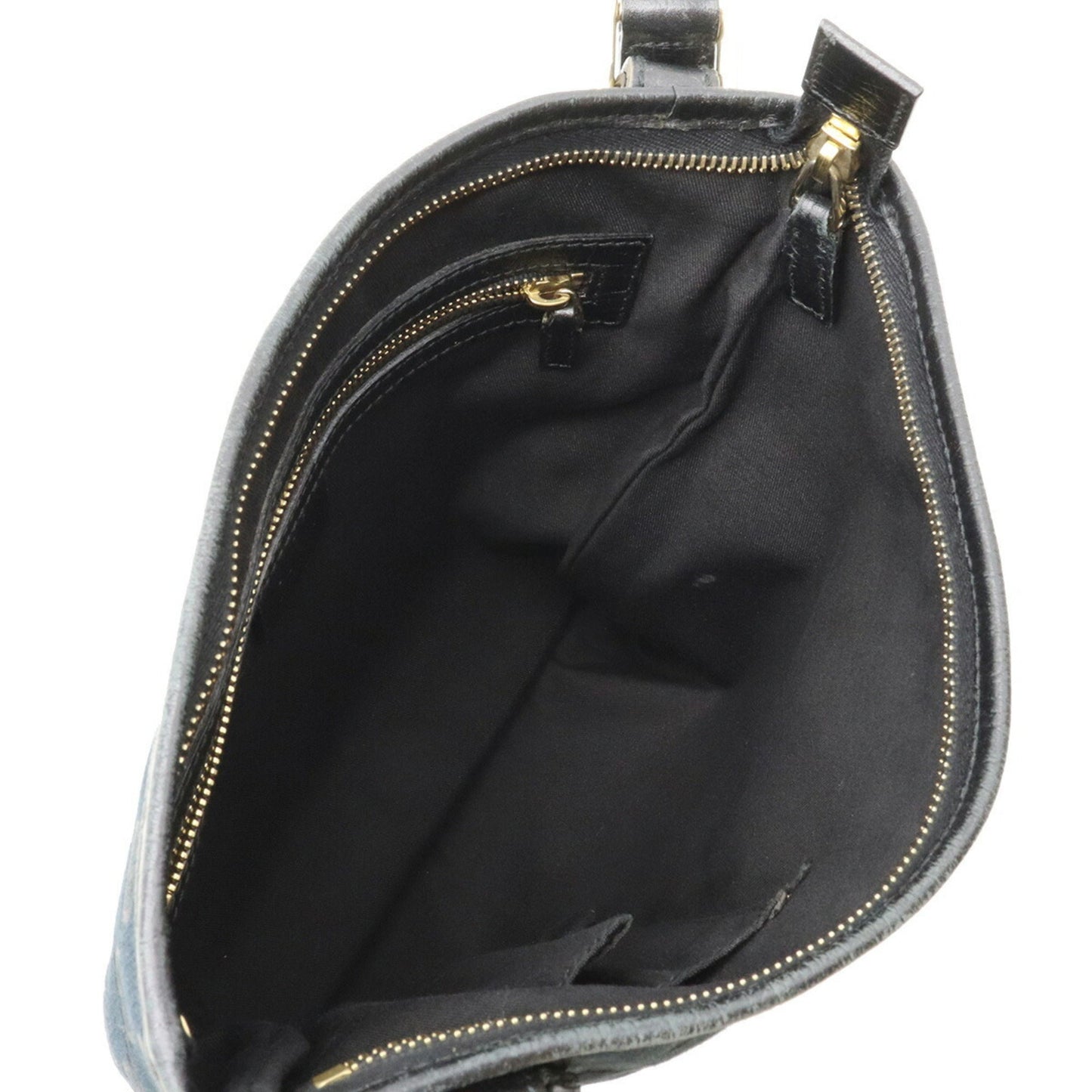Gucci GG Canvas Sherry Line Shoulder Bag Leather Black Green 144388