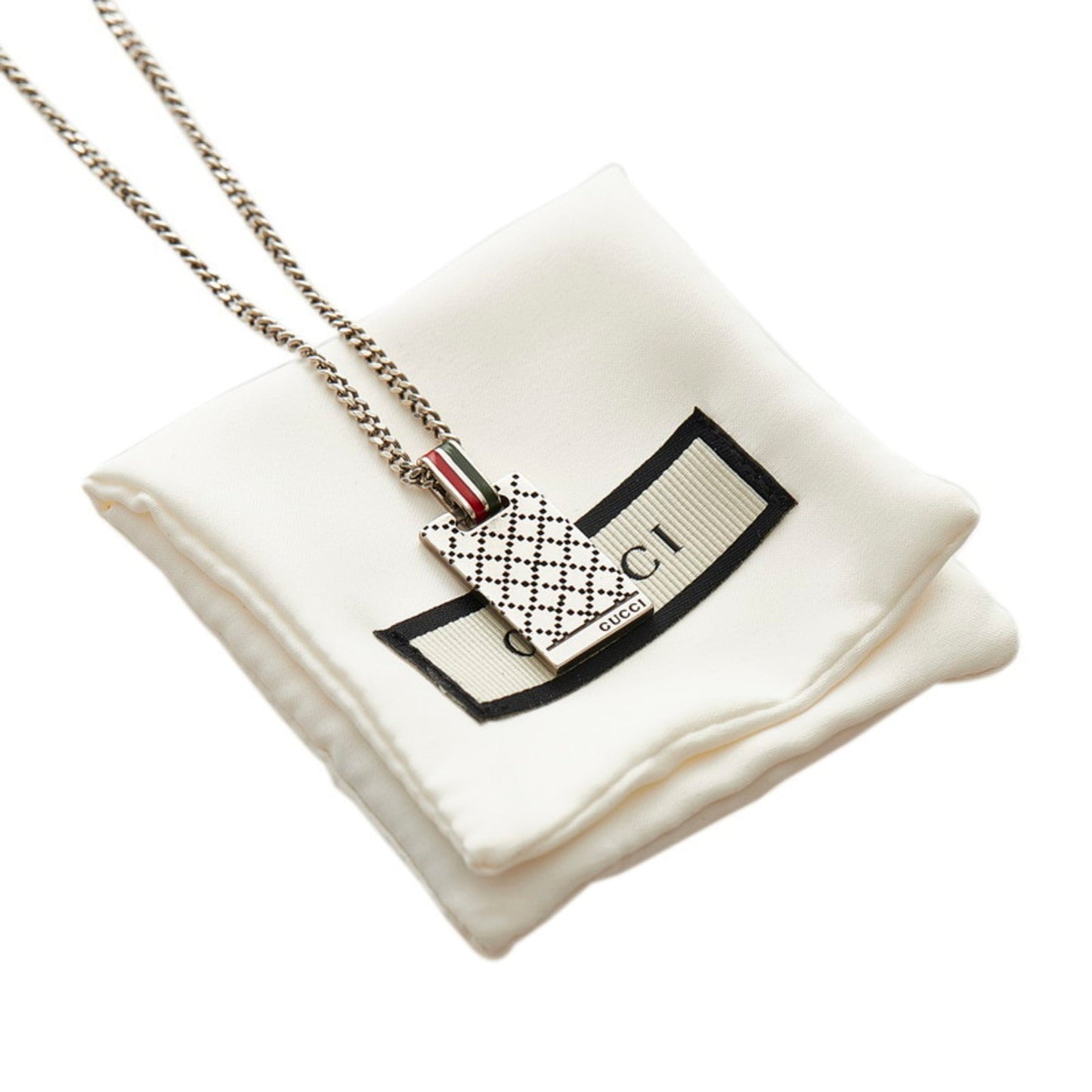 Gucci Diamante Motif Necklace Silver Red Green SV925 Ladies GUCCI