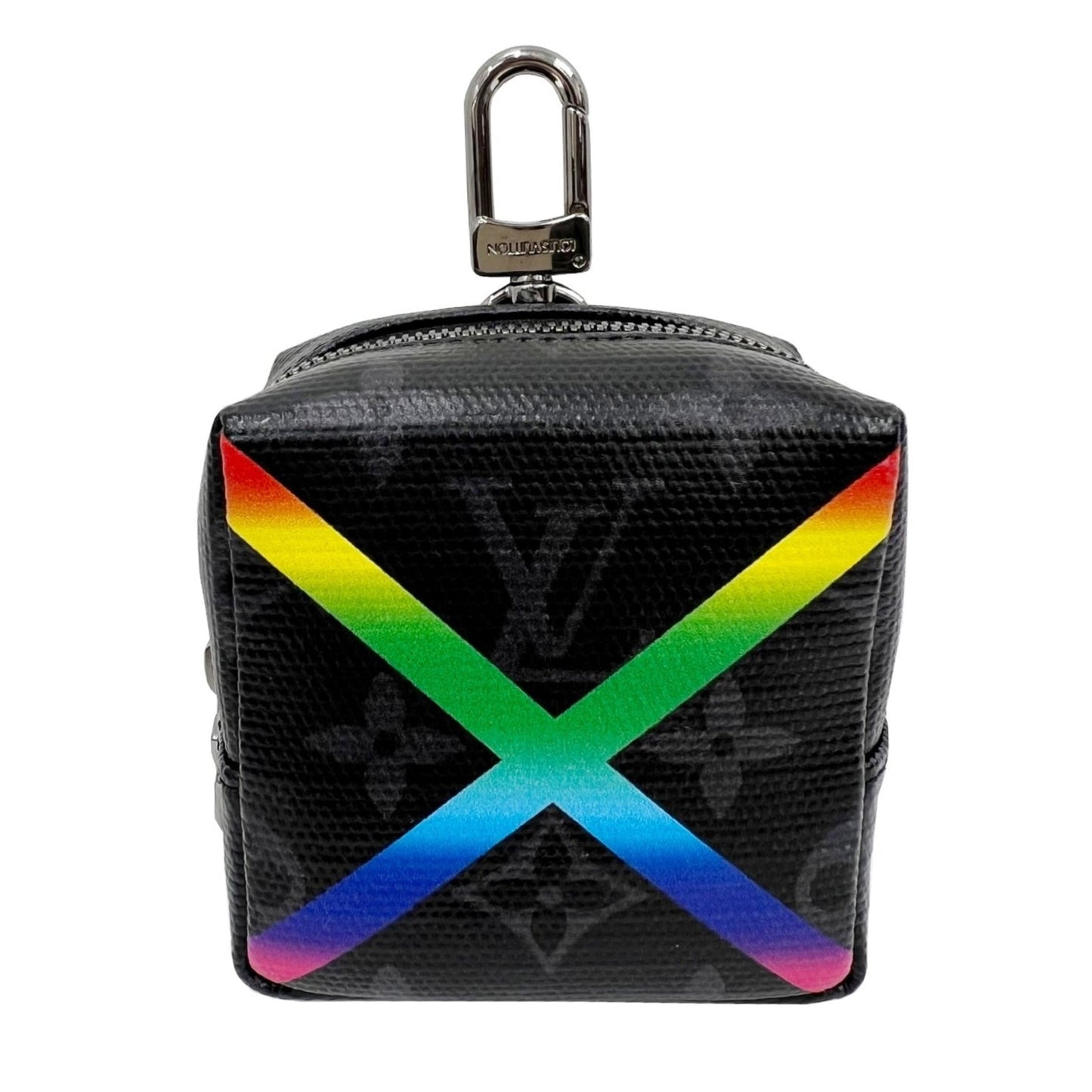 LOUIS VUITTON Bijoux Sack Square Pouch MP2467 Shiny Monogram Eclipse Rainbow Key Ring Bag Charm Belt Waist Men's