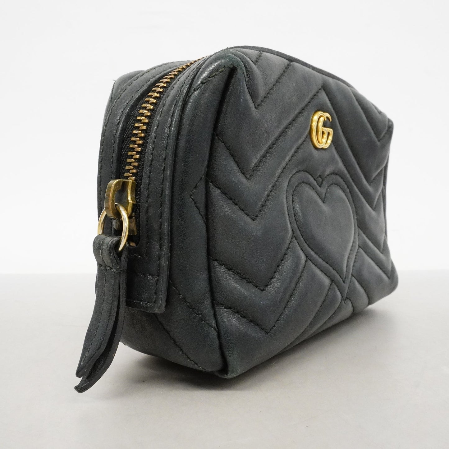 Gucci GG Marmont 476165 Women's Leather Pouch Black