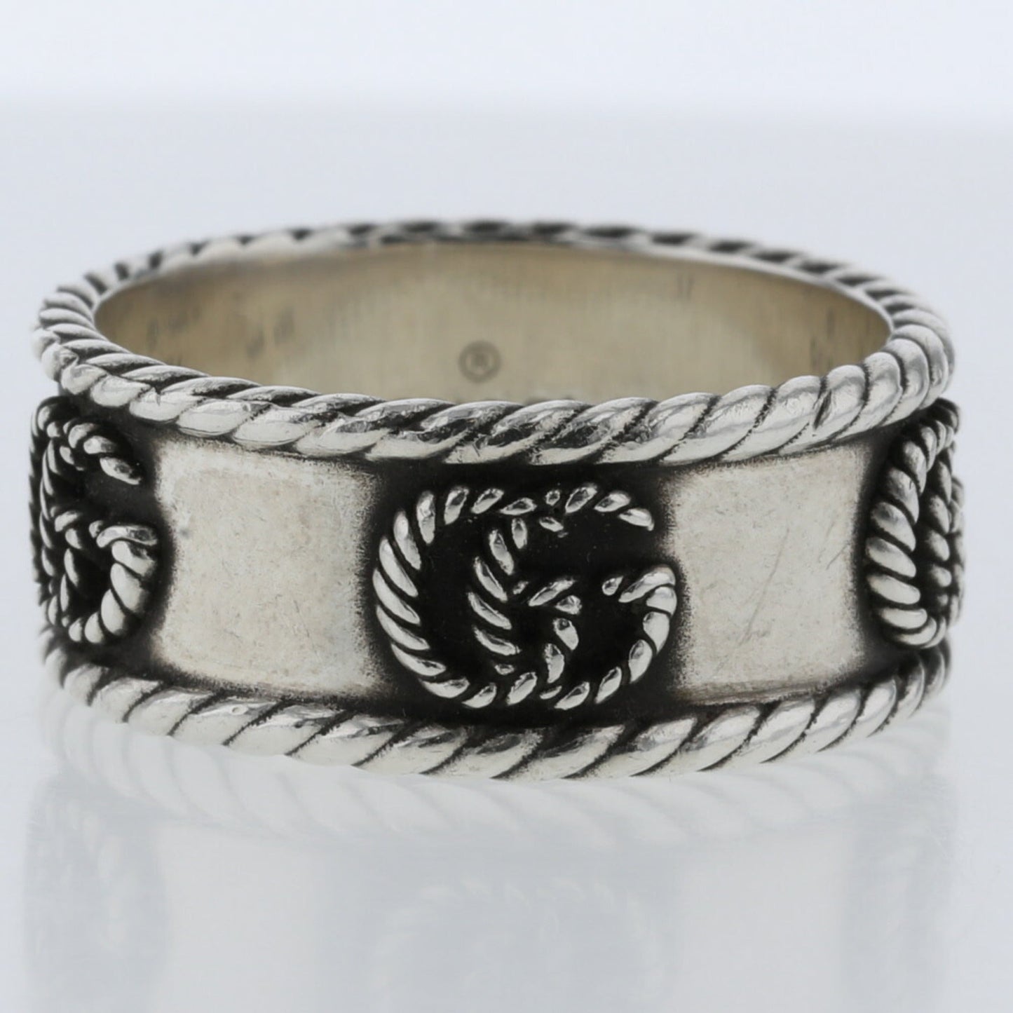 Gucci Ring Double G Width about 9mm 627729 J8400 0701 Silver 925 No. 17 Men's GUCCI