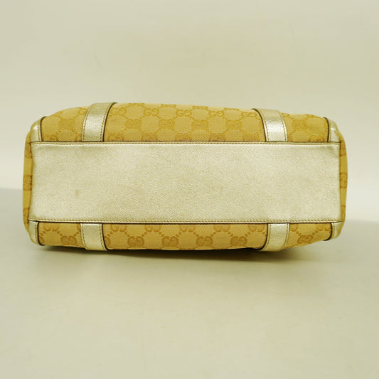 GUCCIAuth  GG Canvas Handbag 130942 Women's Handbag Beige,Gold