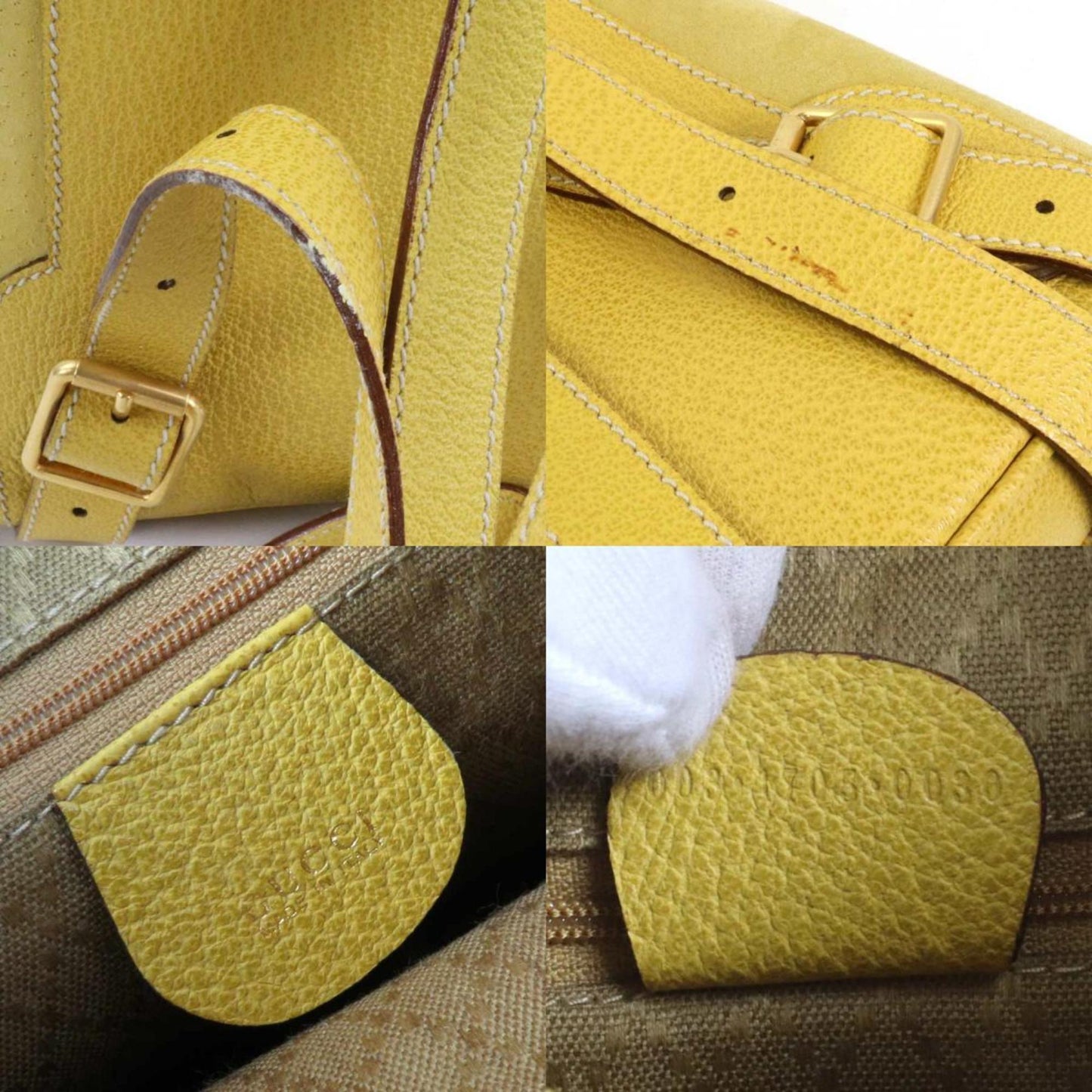 Gucci Backpack Bamboo Suede/Leather Yellow Gold Women's e56051f
