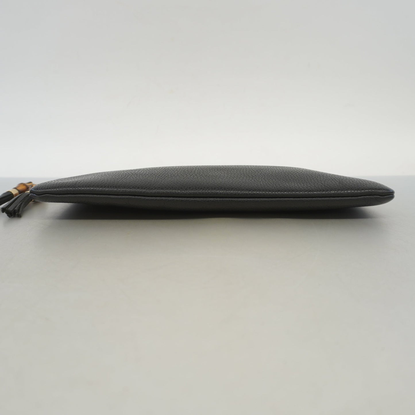 Gucci Clutch Bag Bamboo 449653 Leather Black Gold metal