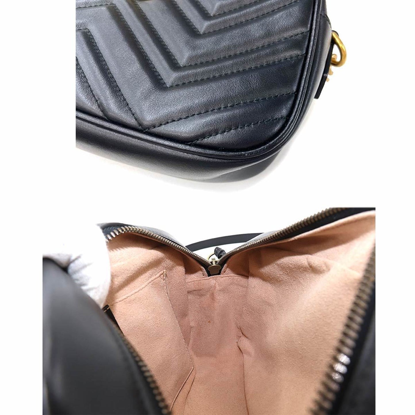 Gucci GG Marmont Quilted Small Chain Shoulder Bag Leather Black 447632