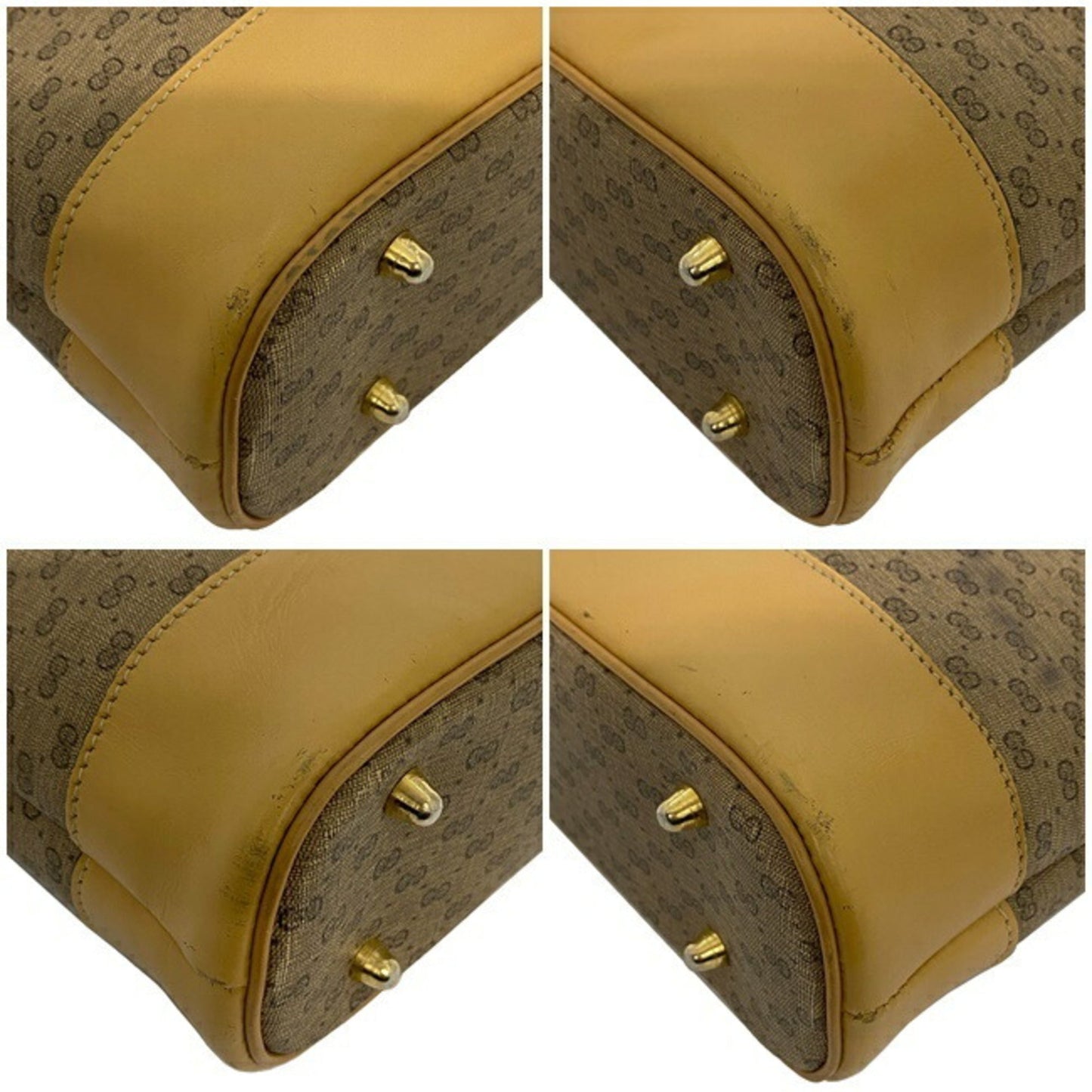 Gucci Handbag Beige Yellow Old Mini Boston Bag PVC Leather GUCCI Ladies Design