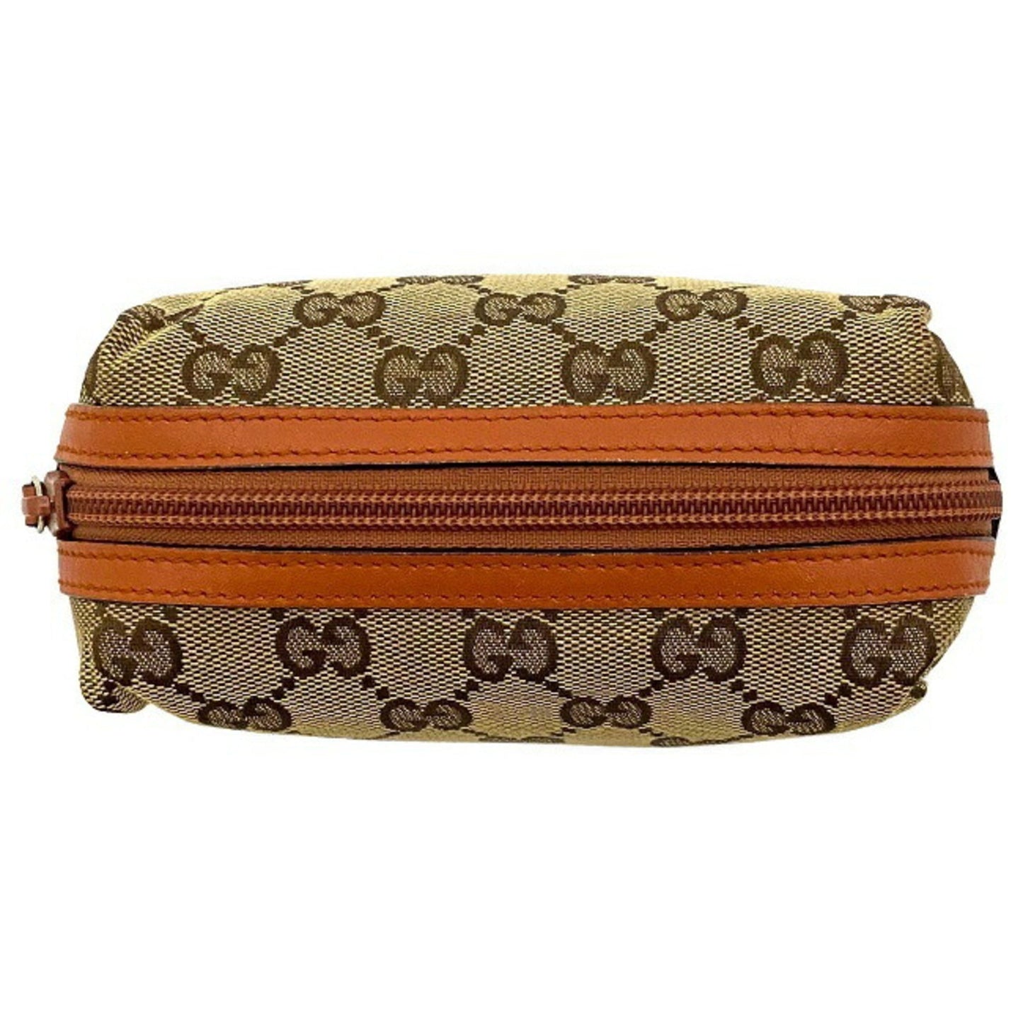 Gucci Pouch Beige Orange GG Canvas 29596 Leather GUCCI Ladies