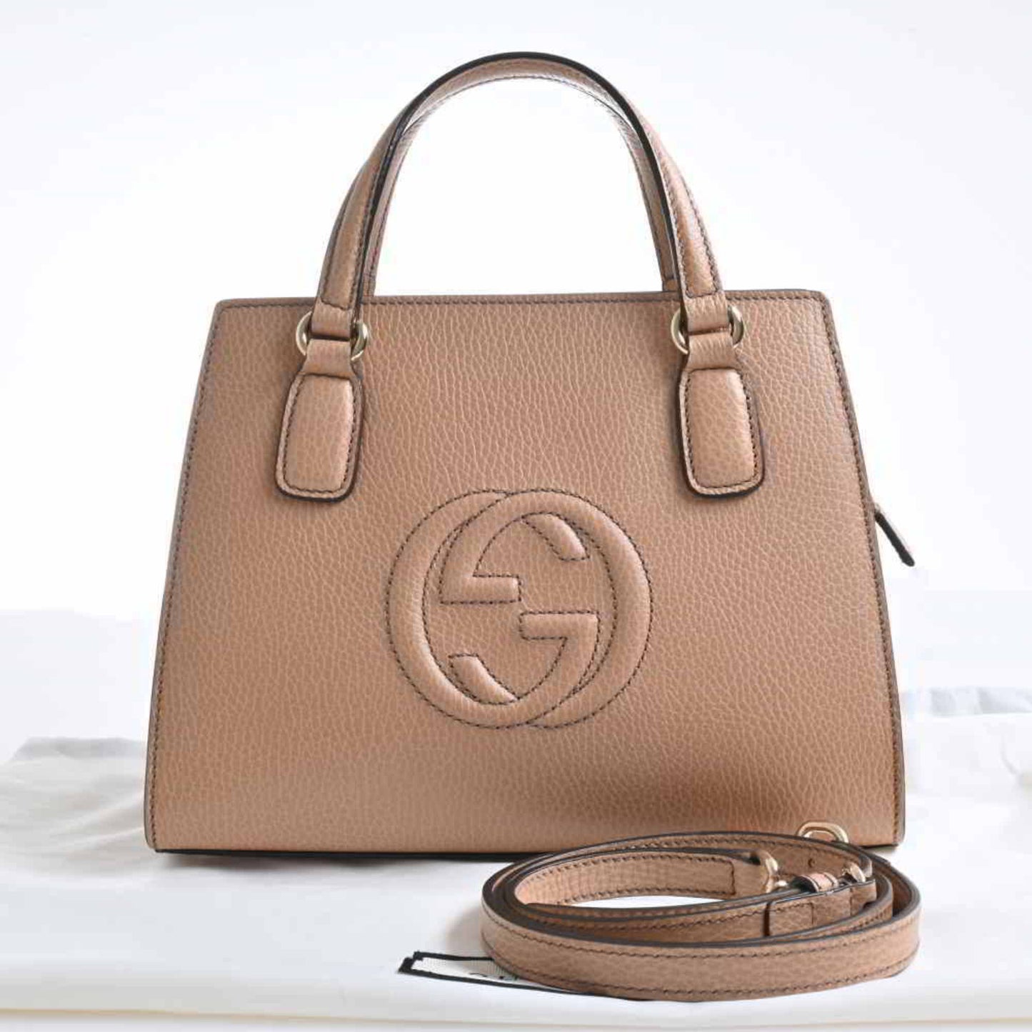 Gucci Soho Interlocking G Leather Handbag Beige