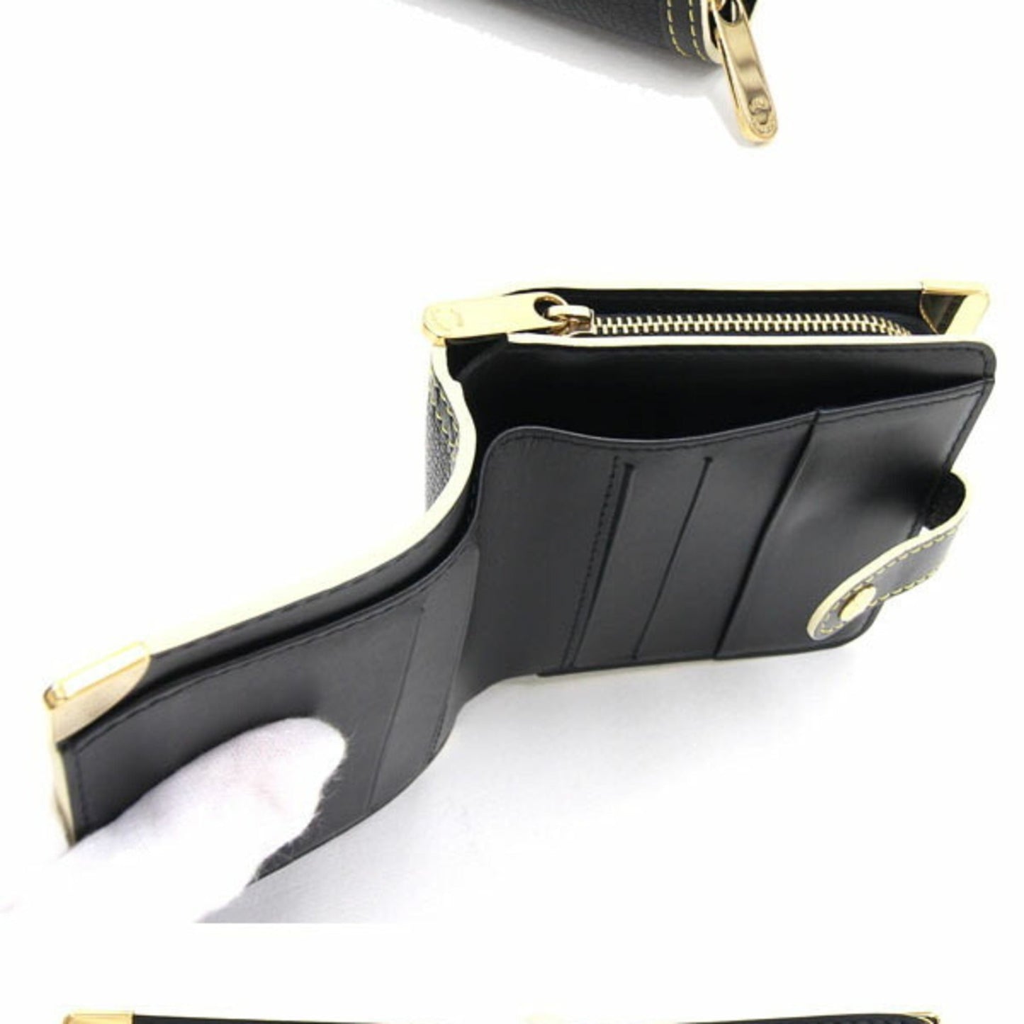 Louis Vuitton Bifold Wallet Suhari Zip M91828 Noir Women's LOUIS VUITTON