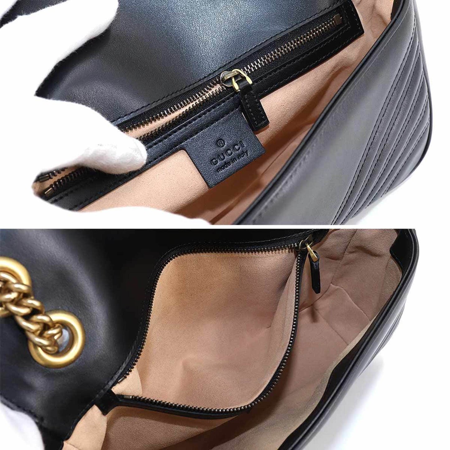 Gucci GG Marmont Quilted Small Shoulder Bag Leather Black 443497