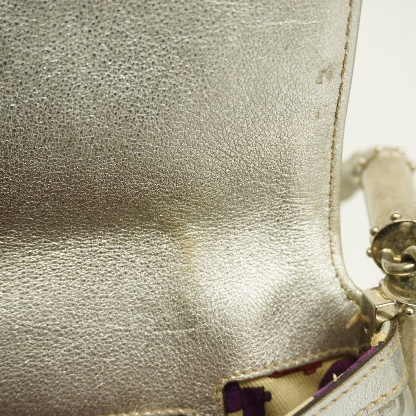 Gucci  Interlocking G167732 Women's Leather Shoulder Bag Silver