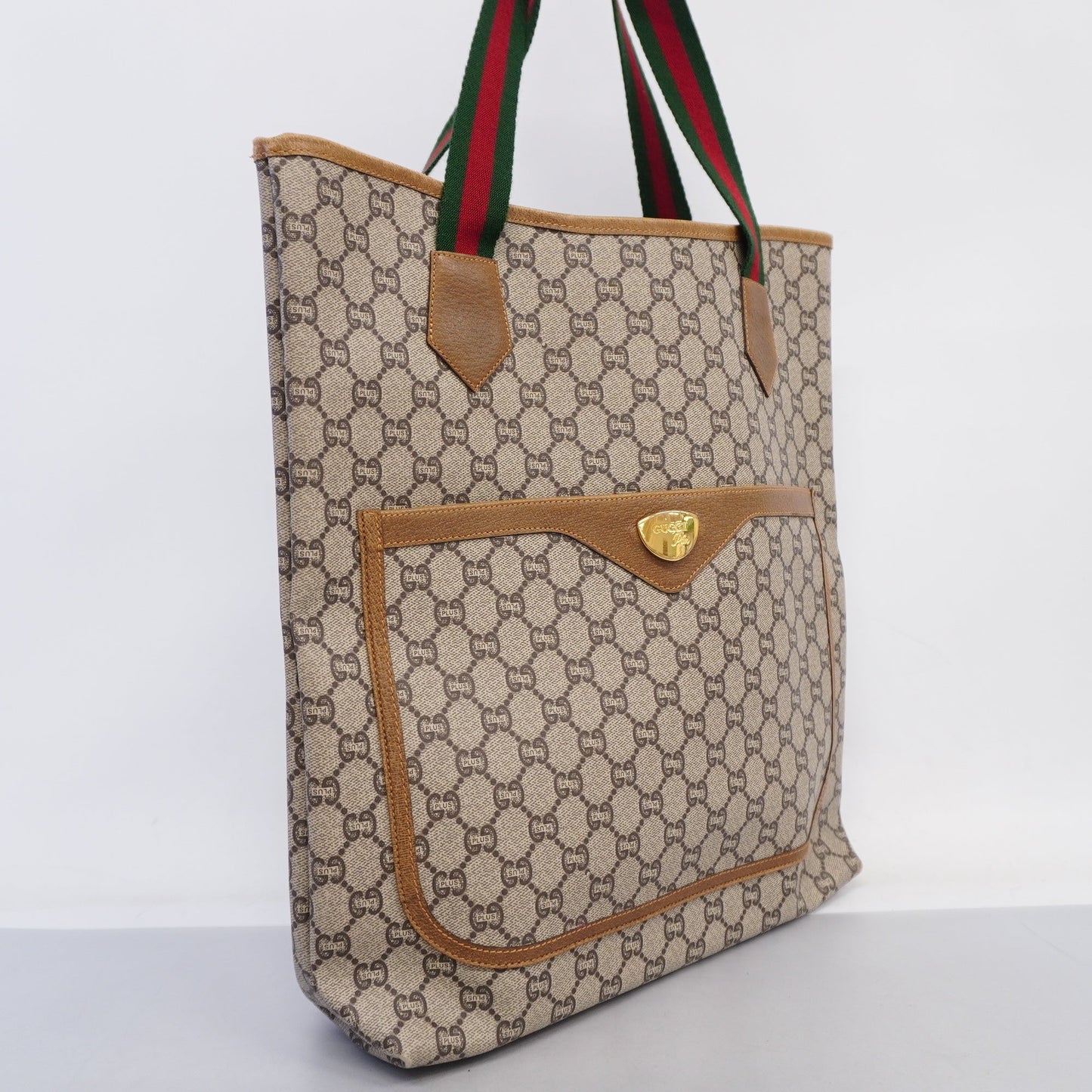 Gucci  Sherry Line 39 02 003 Women's GG Plus,Leather Tote Bag Beige