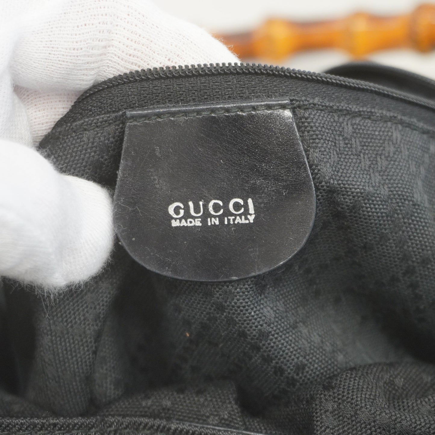 Gucci Bamboo Shoulder bag 001 1577 Women's Nylon Canvas Shoulder Bag Black