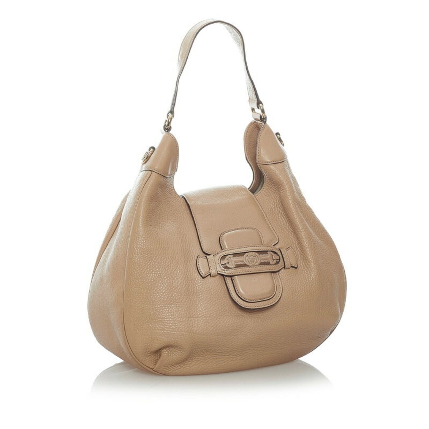 Gucci Horsebit Handbag Shoulder Bag 296851 Beige Leather Ladies