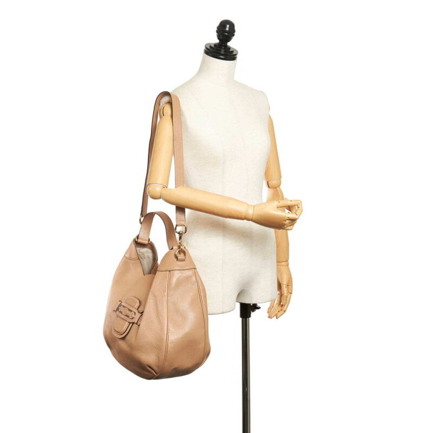 Gucci Horsebit Handbag Shoulder Bag 296851 Beige Leather Ladies