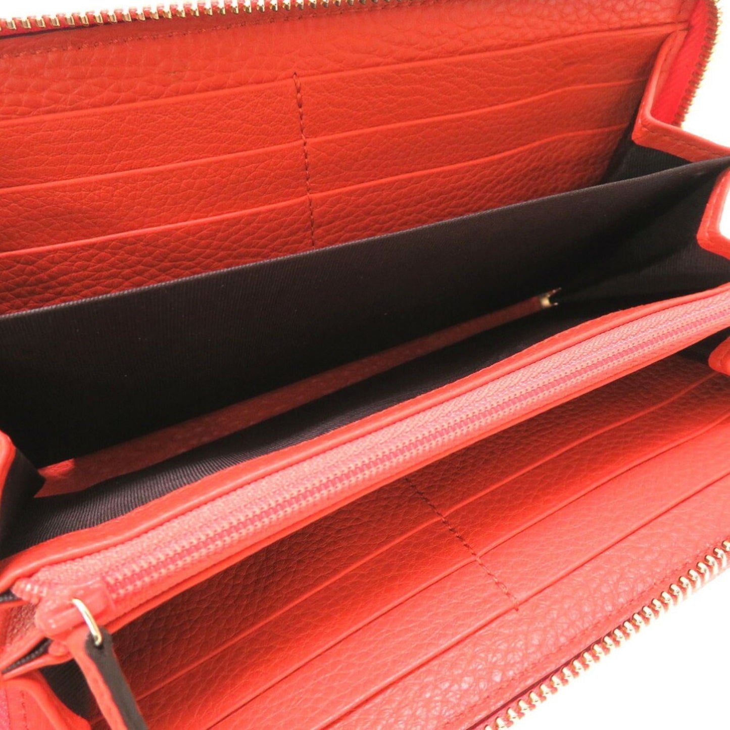 Gucci GG Canvas Beige Orange 388637 Round Long Wallet