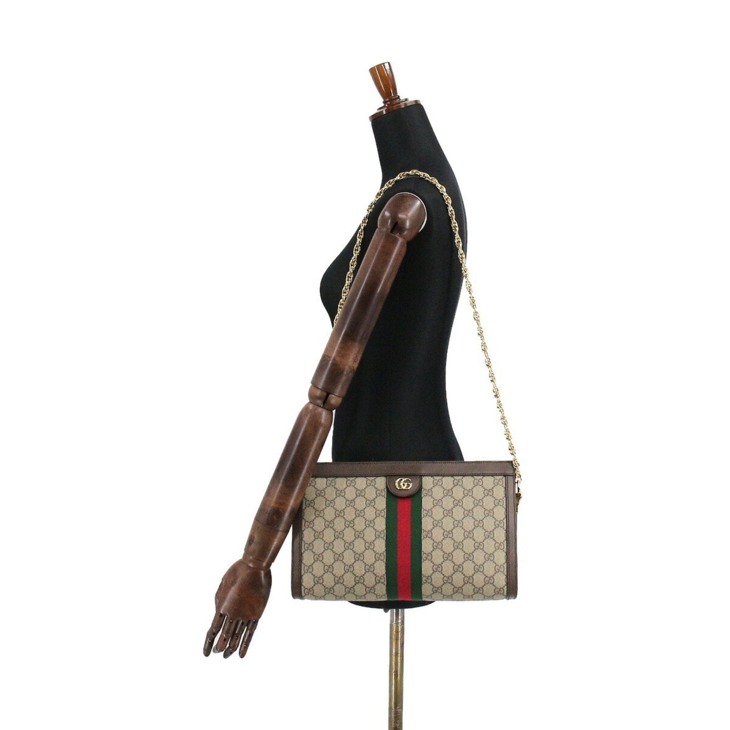 Gucci Ophidia GG Supreme Medium Shoulder Bag Leather Beige Brown 503876