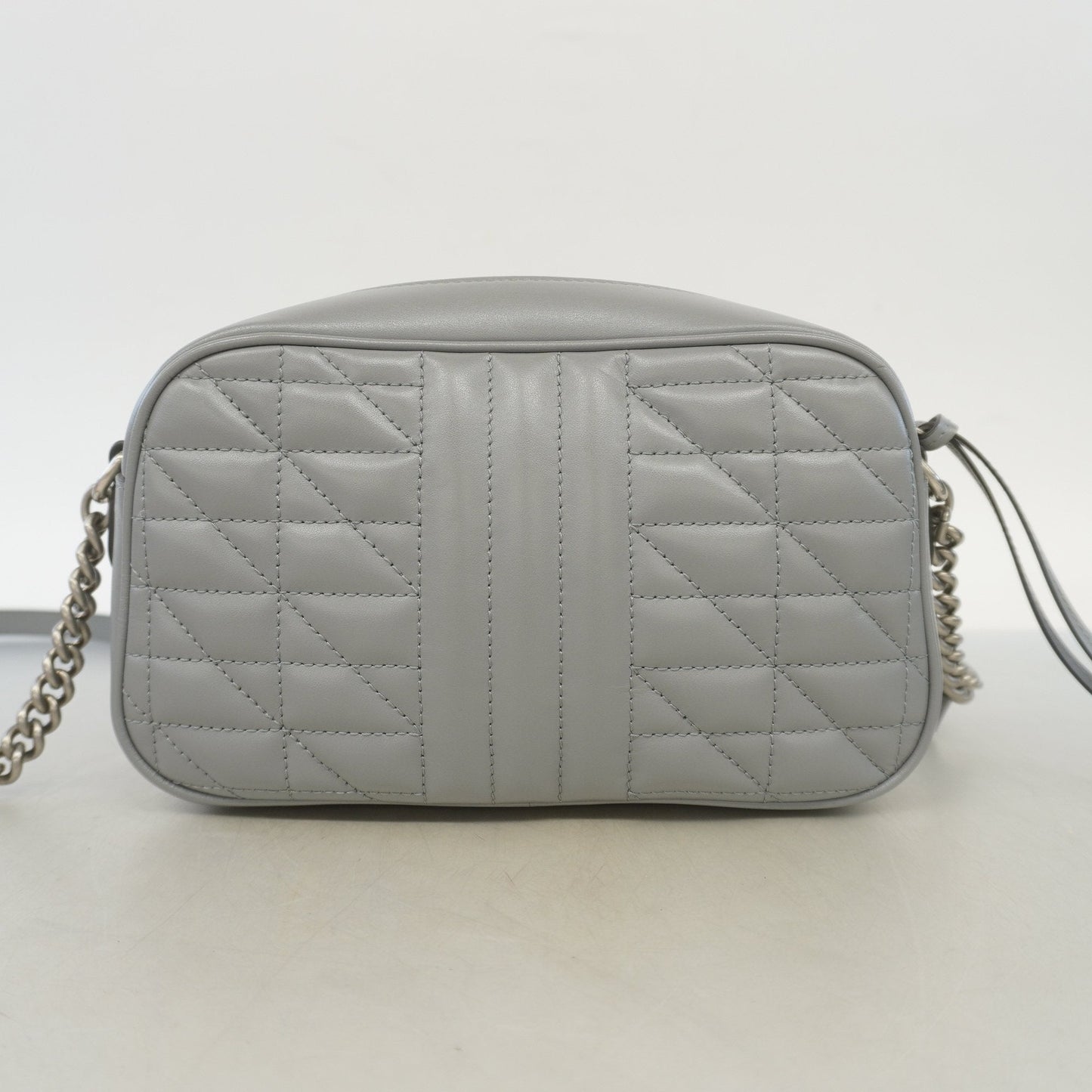 Gucci Shoulder Bag GG Marmont 447632 Leather Gray Silver metal