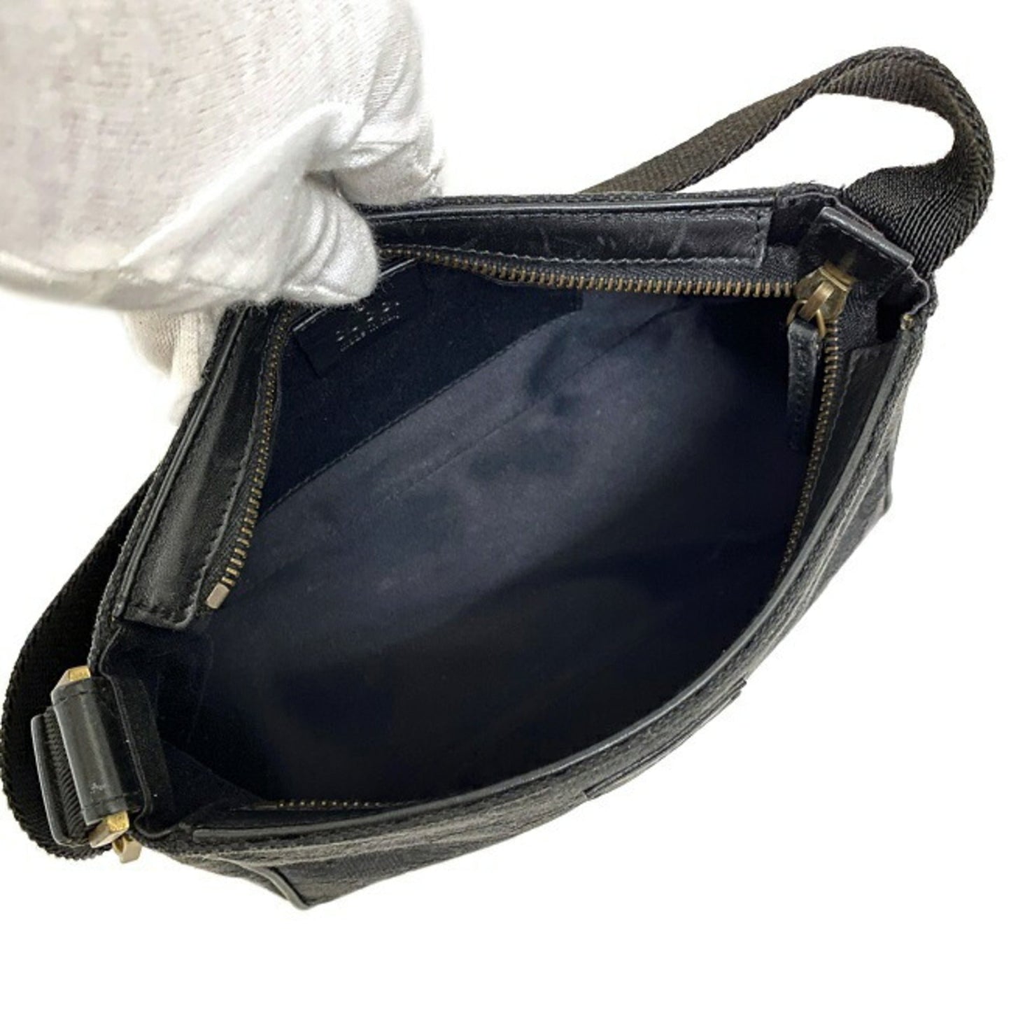 Gucci Handbag Black 106644 Canvas Leather GUCCI Women's Bag GG