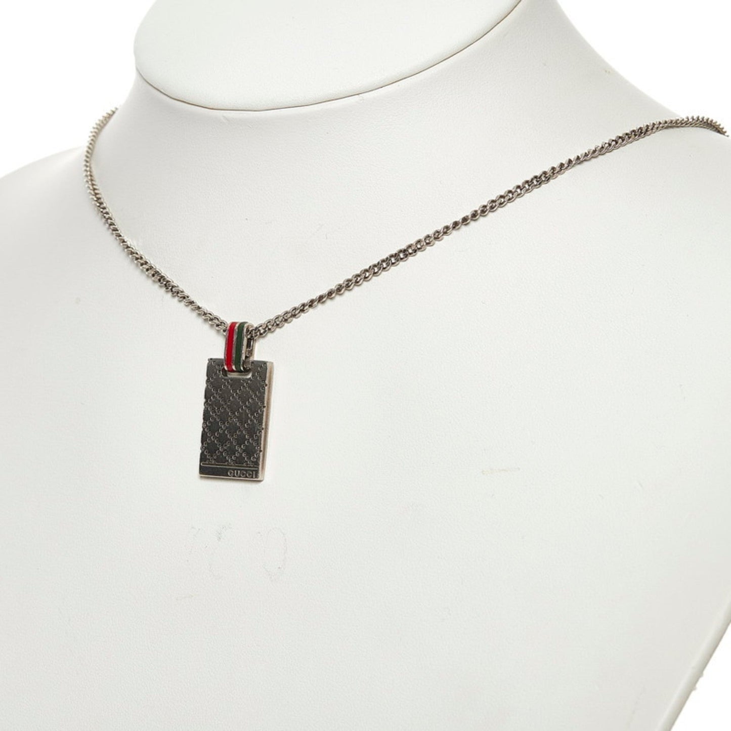 Gucci Diamante Motif Necklace Silver Red Green SV925 Ladies GUCCI