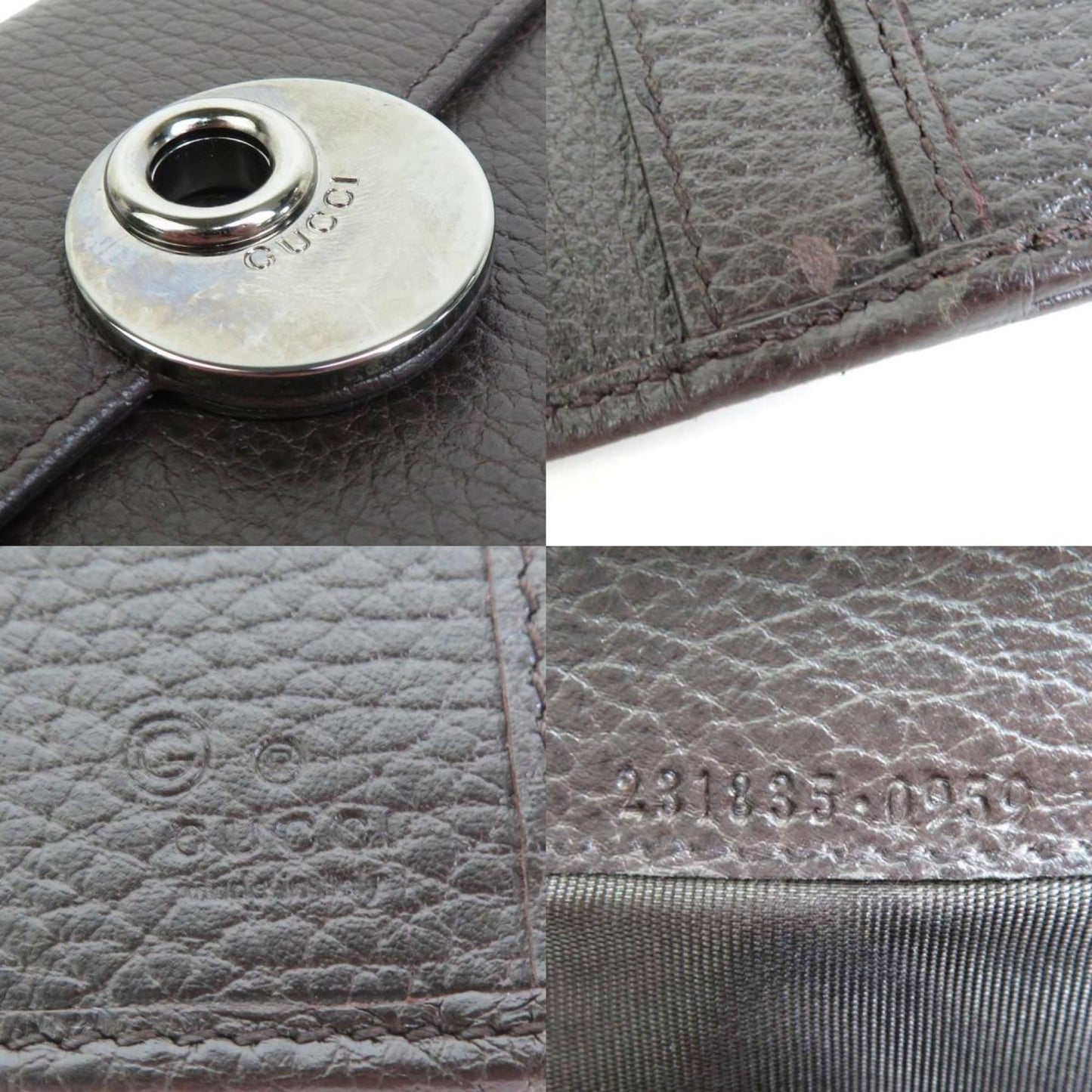 GUCCI Bifold Long Wallet Leather Brown Men's 231835