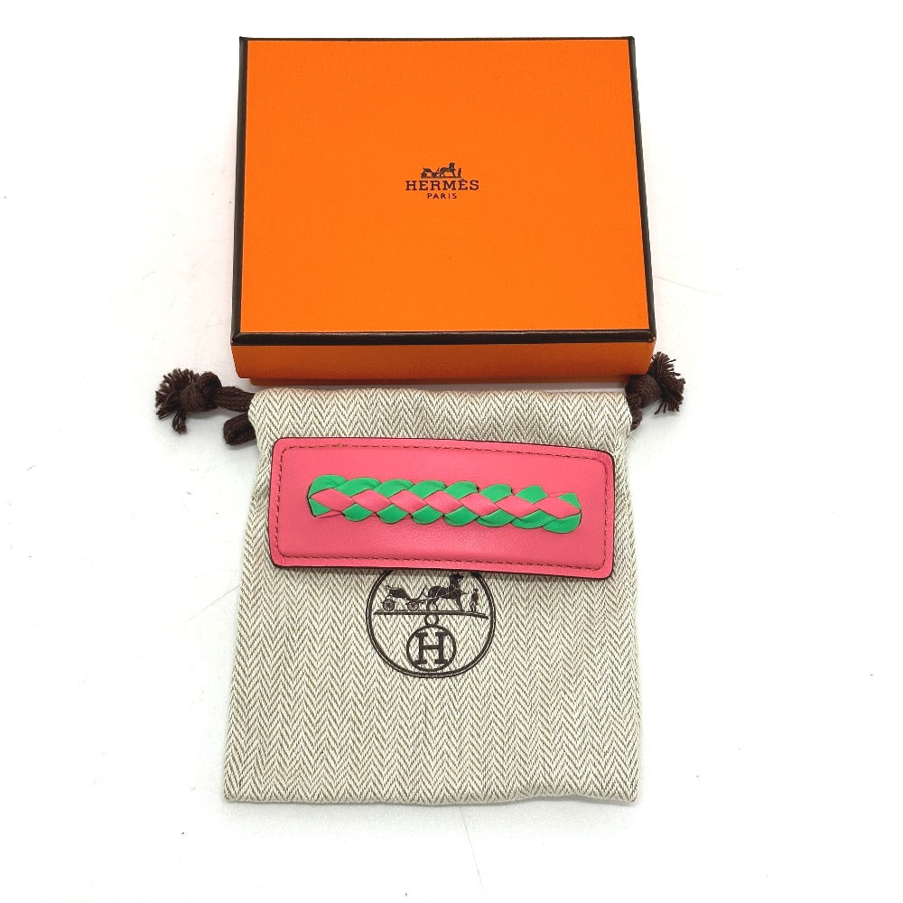 HERMES Valletta leather pink Braid Glen Women Used