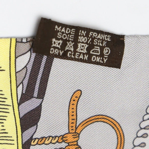 HERMES scarf silk gray cravat type silk Carre90 equestrian harness Women Used
