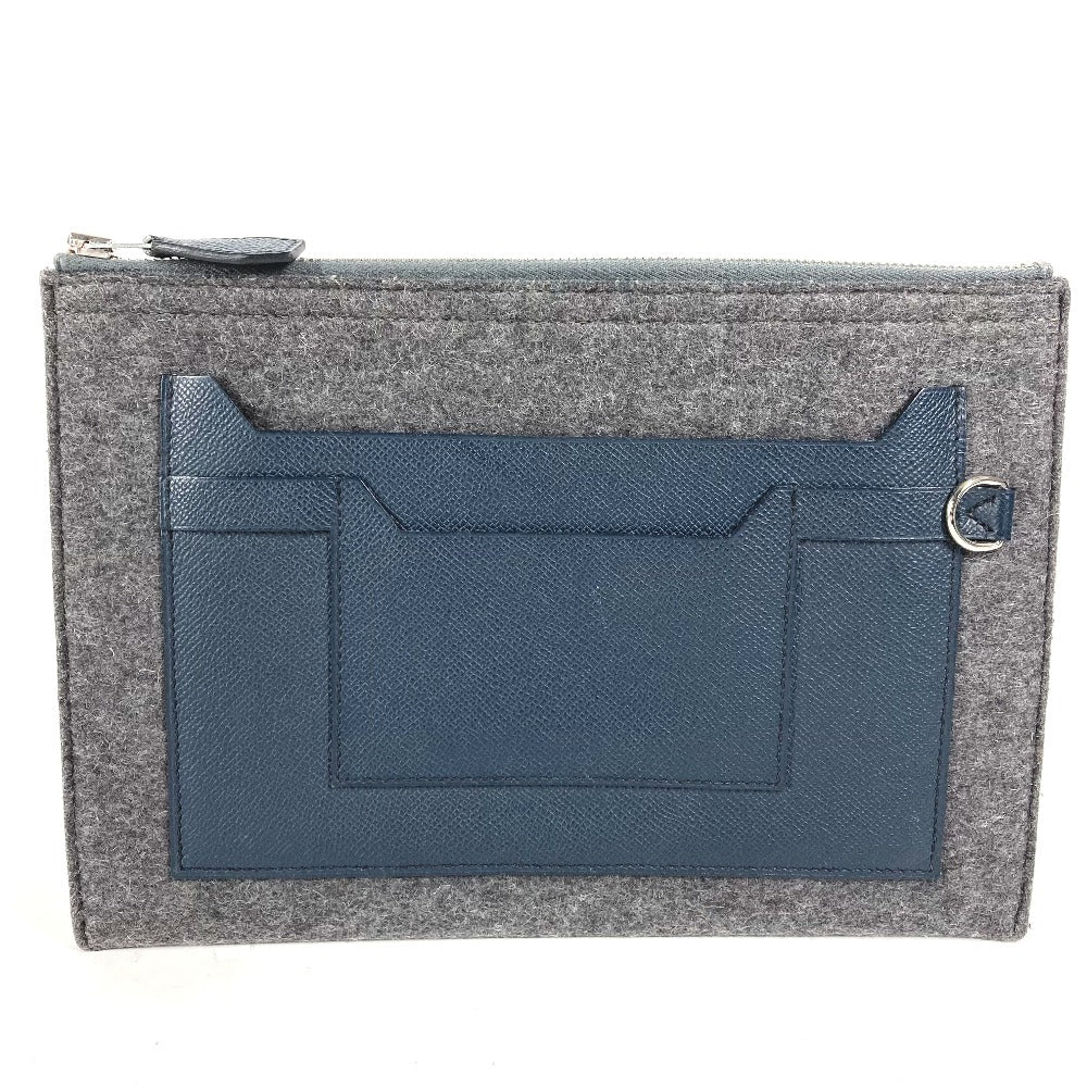 HERMES Clutch bag Felt leather gray To Doo 29 mens Used