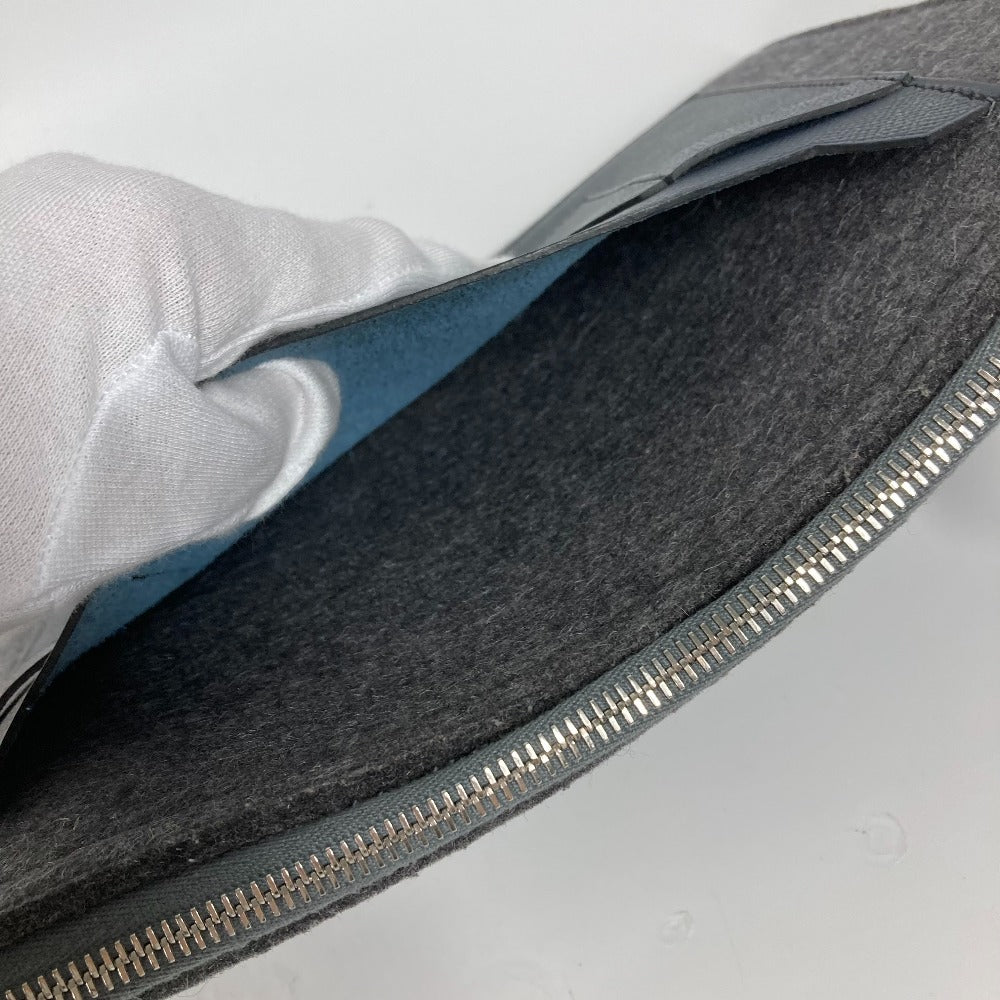 HERMES Clutch bag Felt leather gray To Doo 29 mens Used