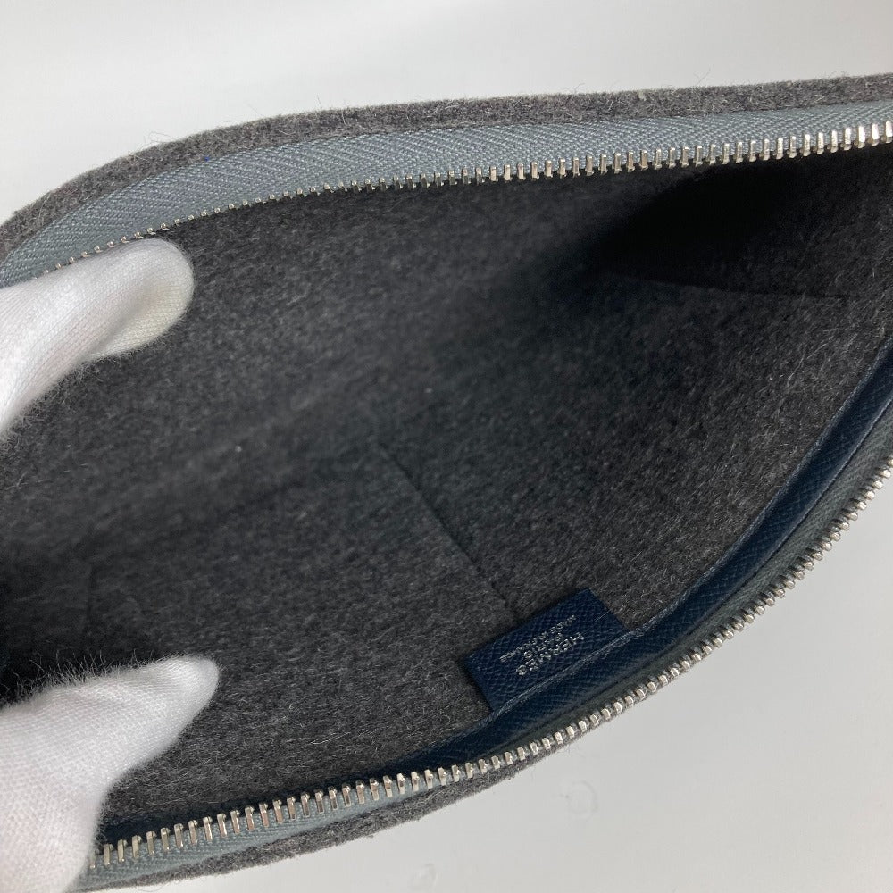 HERMES Clutch bag Felt leather gray To Doo 29 mens Used