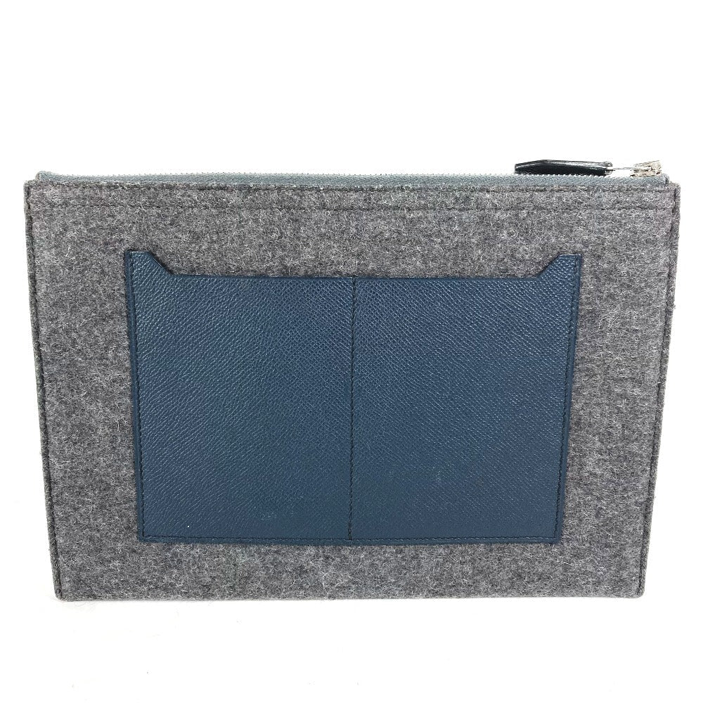 HERMES Clutch bag Felt leather gray To Doo 29 mens Used