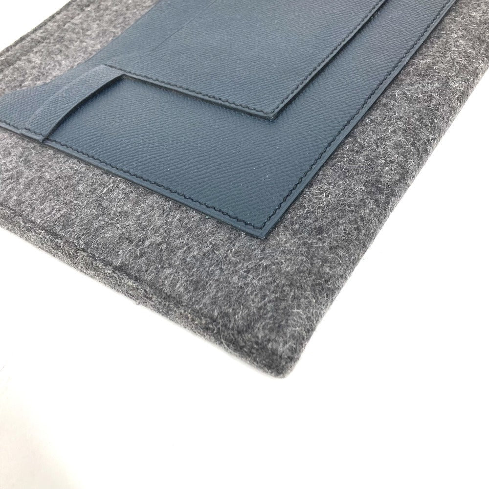 HERMES Clutch bag Felt leather gray To Doo 29 mens Used
