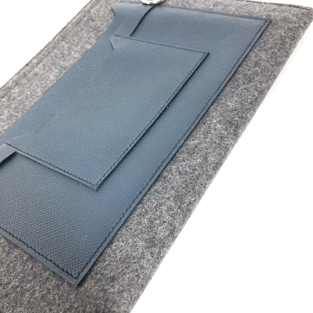 HERMES Clutch bag Felt leather gray To Doo 29 mens Used