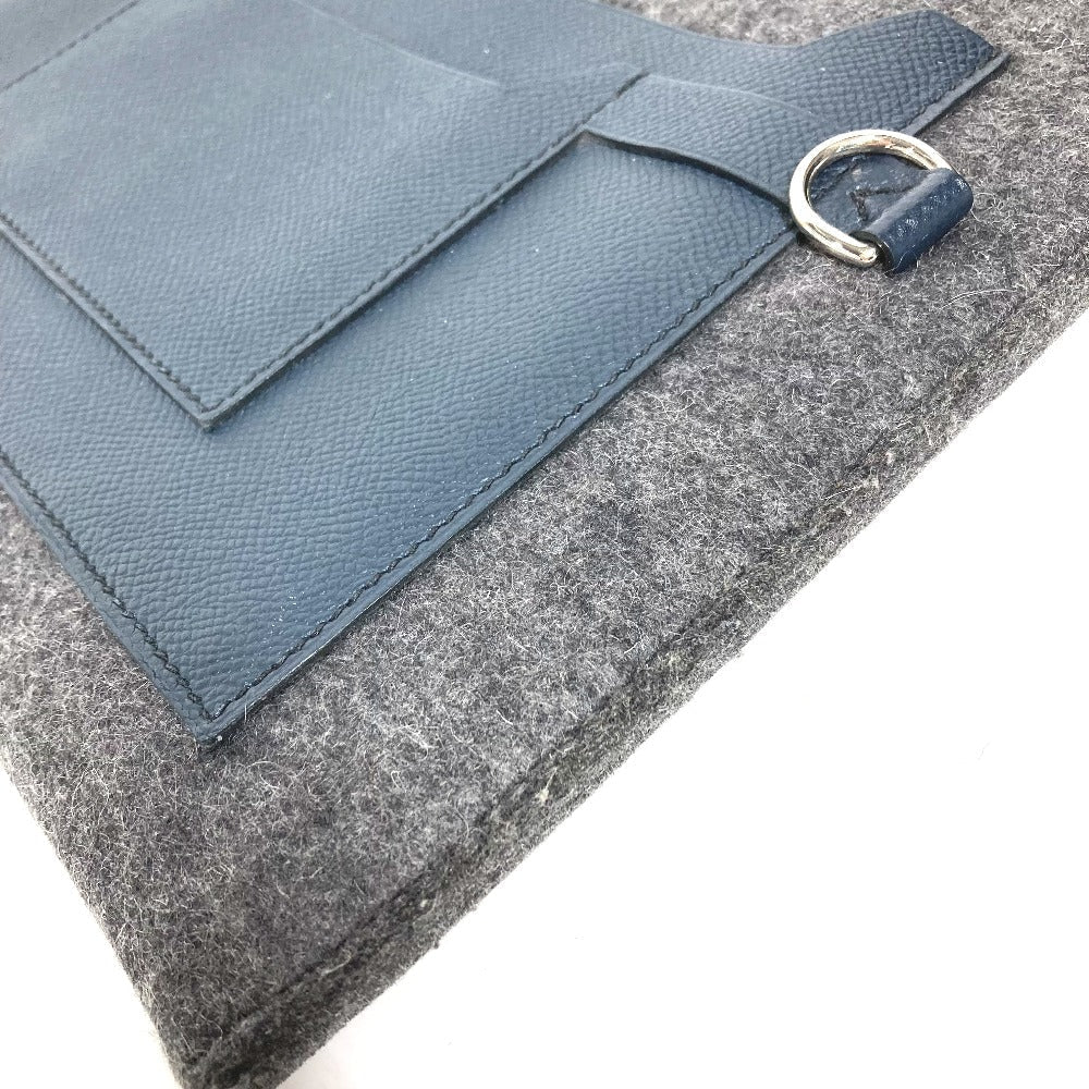 HERMES Clutch bag Felt leather gray To Doo 29 mens Used