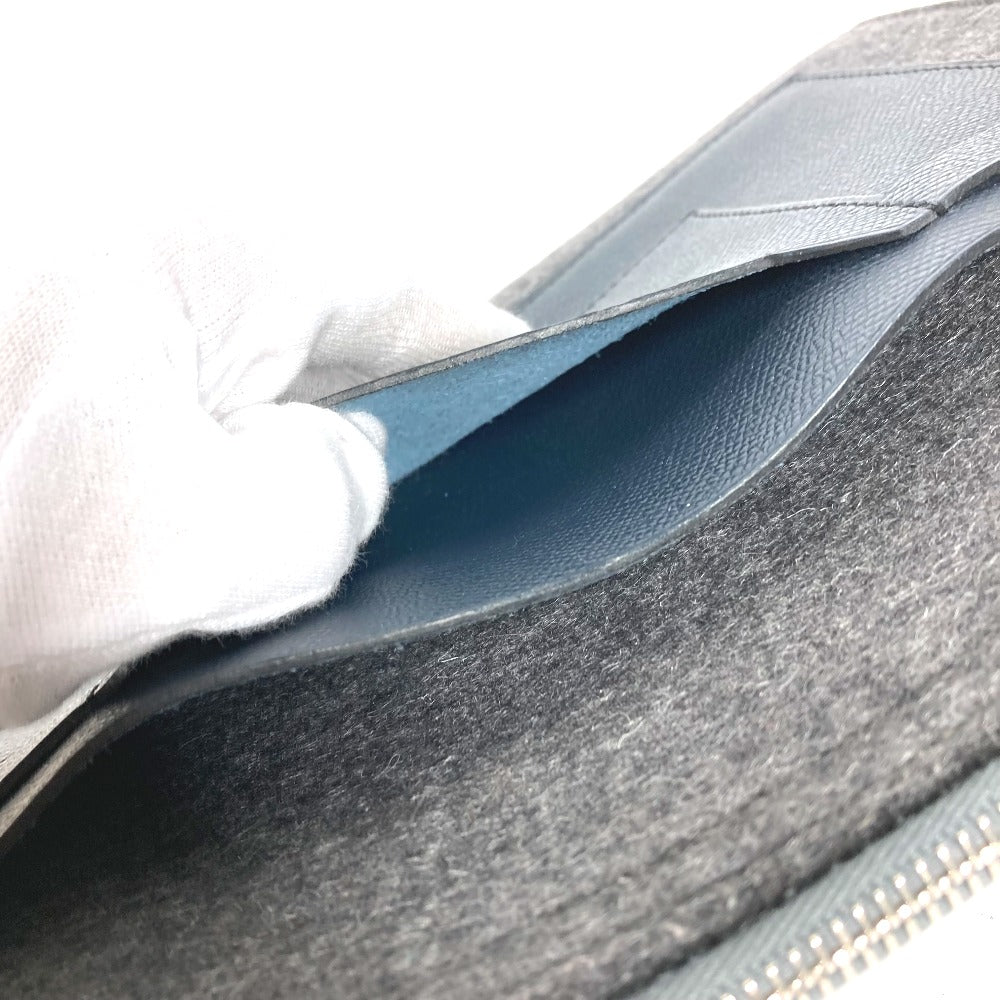 HERMES Clutch bag Felt leather gray To Doo 29 mens Used