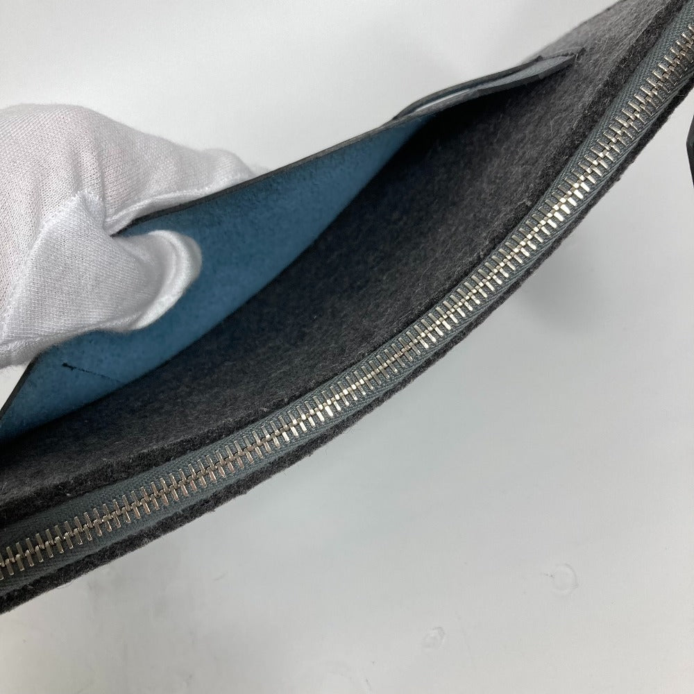 HERMES Clutch bag Felt leather gray To Doo 29 mens Used