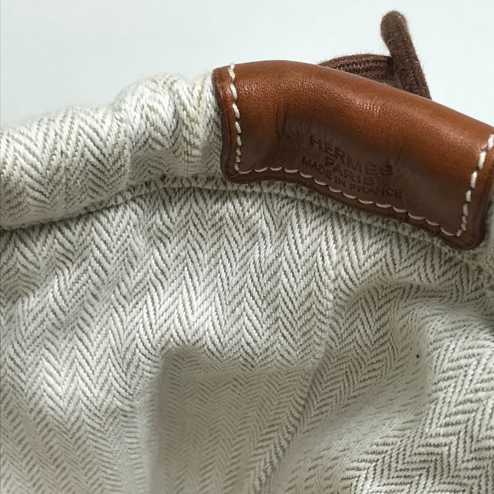 HERMES Pouch Towal chevron Beige type Foolby 25 Women Used