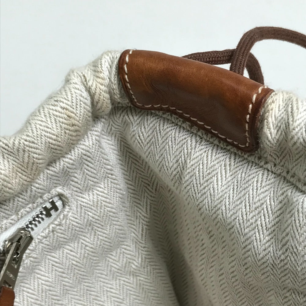 HERMES Pouch Towal chevron Beige type Foolby 25 Women Used